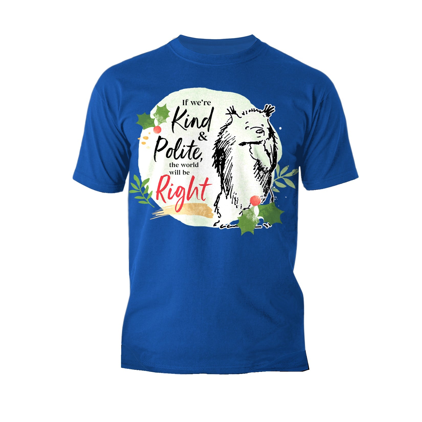 Paddington Bear Xmas Badge Polite Holly Mistletoe Christmas Men's T-Shirt