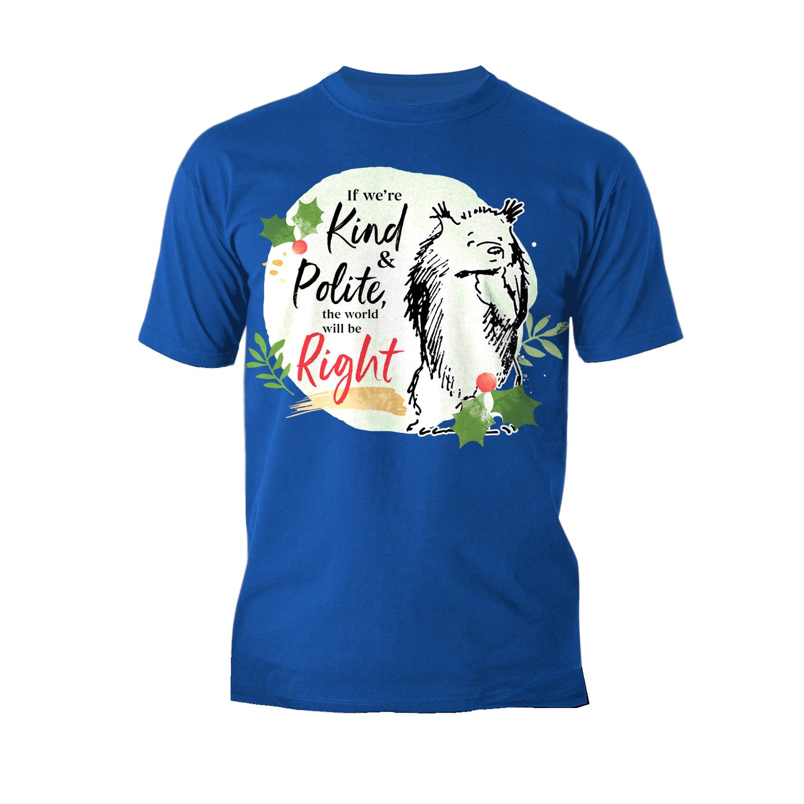 Paddington Bear Xmas Badge Polite Holly Mistletoe Christmas Men's T-Shirt