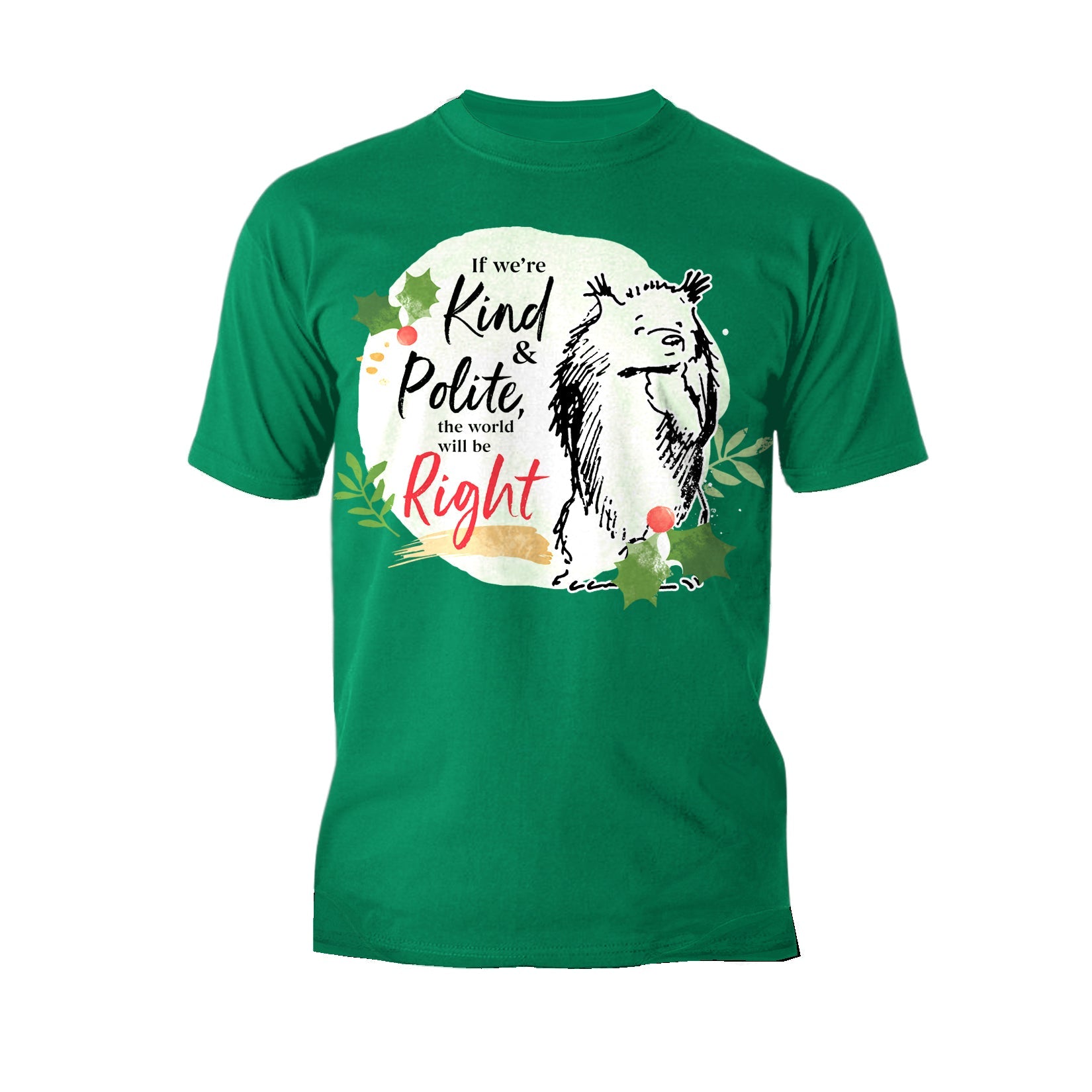 Paddington Bear Xmas Badge Polite Holly Mistletoe Christmas Men's T-Shirt