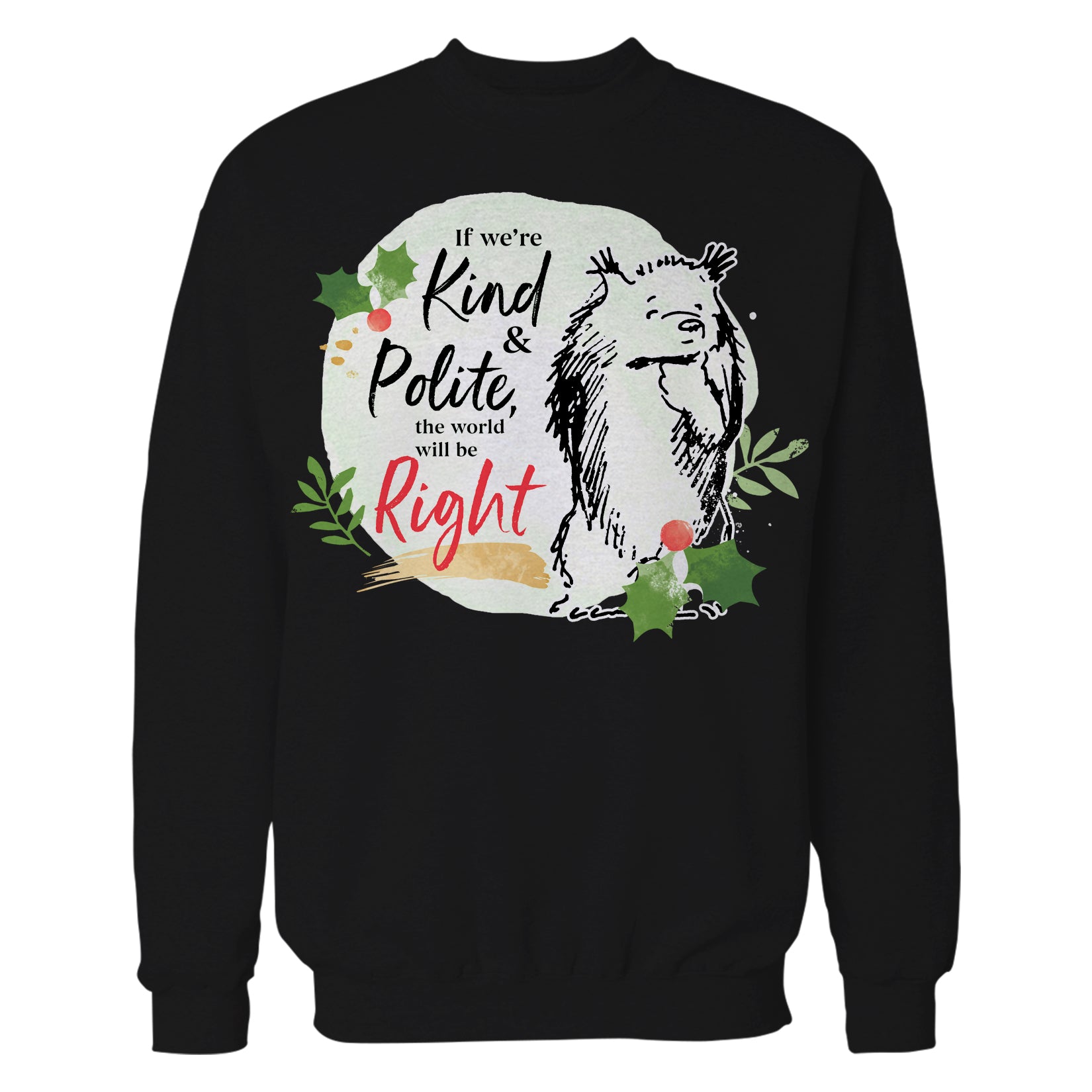 Paddington Bear Xmas Badge Polite Holly Mistletoe Christmas Sweatshirt