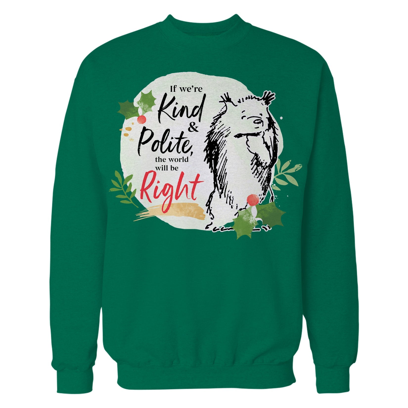 Paddington Bear Xmas Badge Polite Holly Mistletoe Christmas Sweatshirt