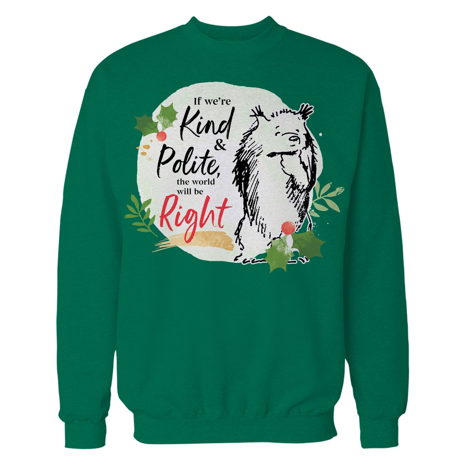 Paddington Bear Xmas Badge Polite Holly Mistletoe Christmas Sweatshirt