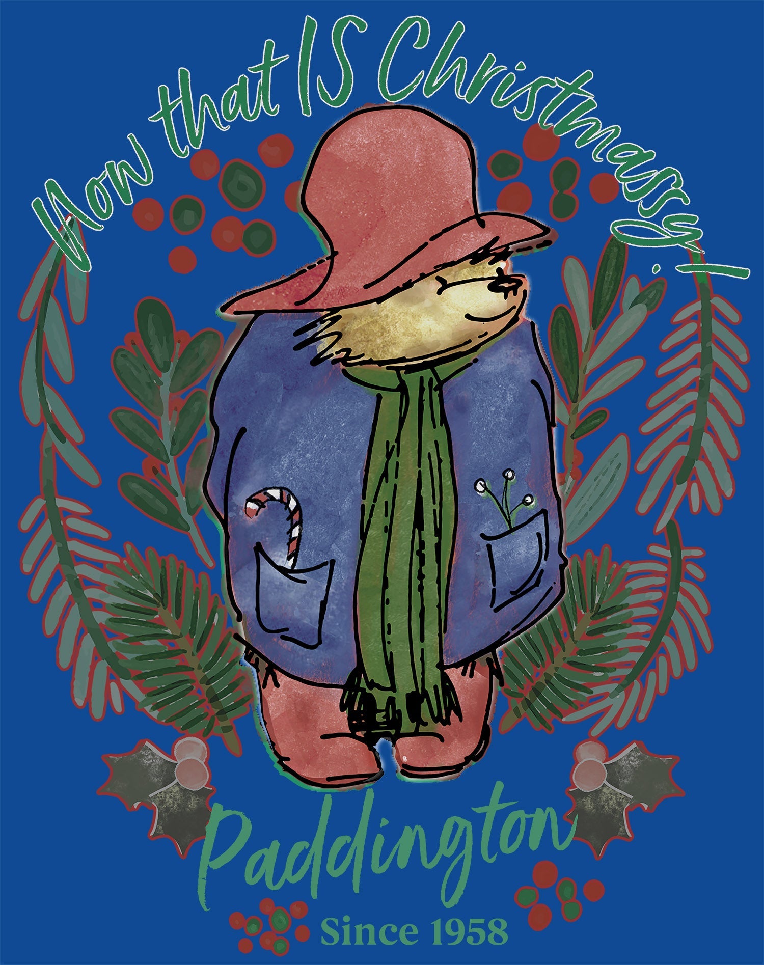 Paddington Bear Xmas Christmassy Holly Mistletoe Christmas Men's T-Shirt