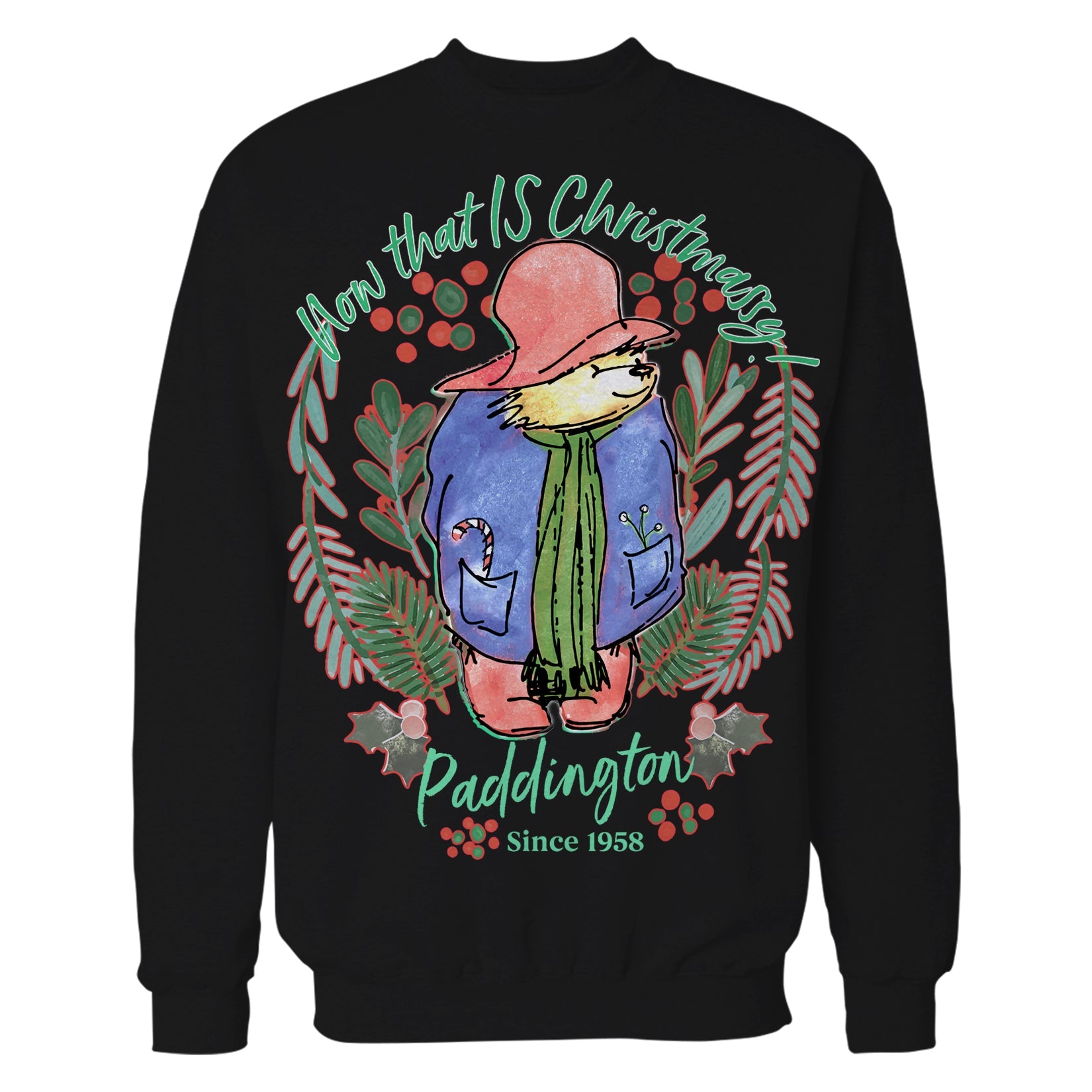 Paddington Bear Xmas Christmassy Holly Mistletoe Christmas Sweatshirt