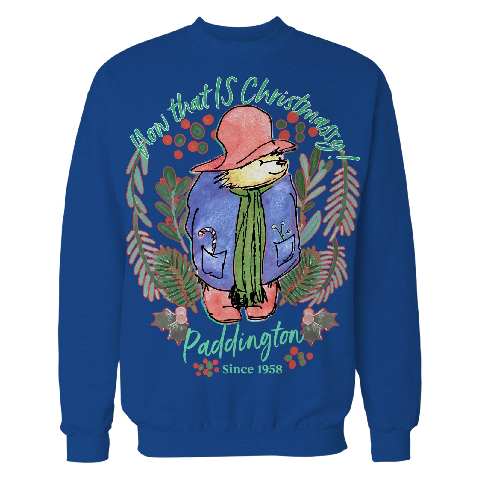 Paddington Bear Xmas Christmassy Holly Mistletoe Christmas Sweatshirt