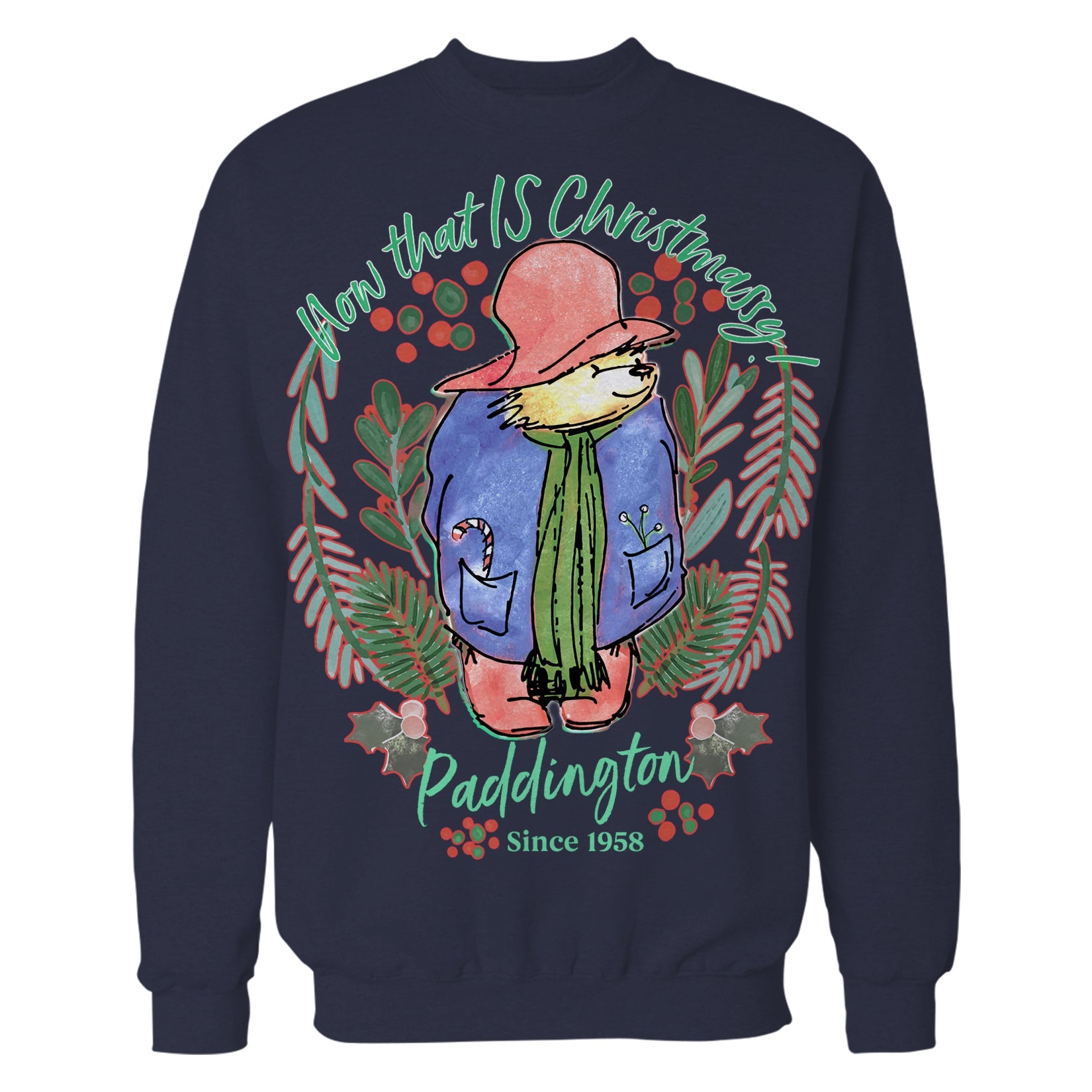 Paddington Bear Xmas Christmassy Holly Mistletoe Christmas Sweatshirt