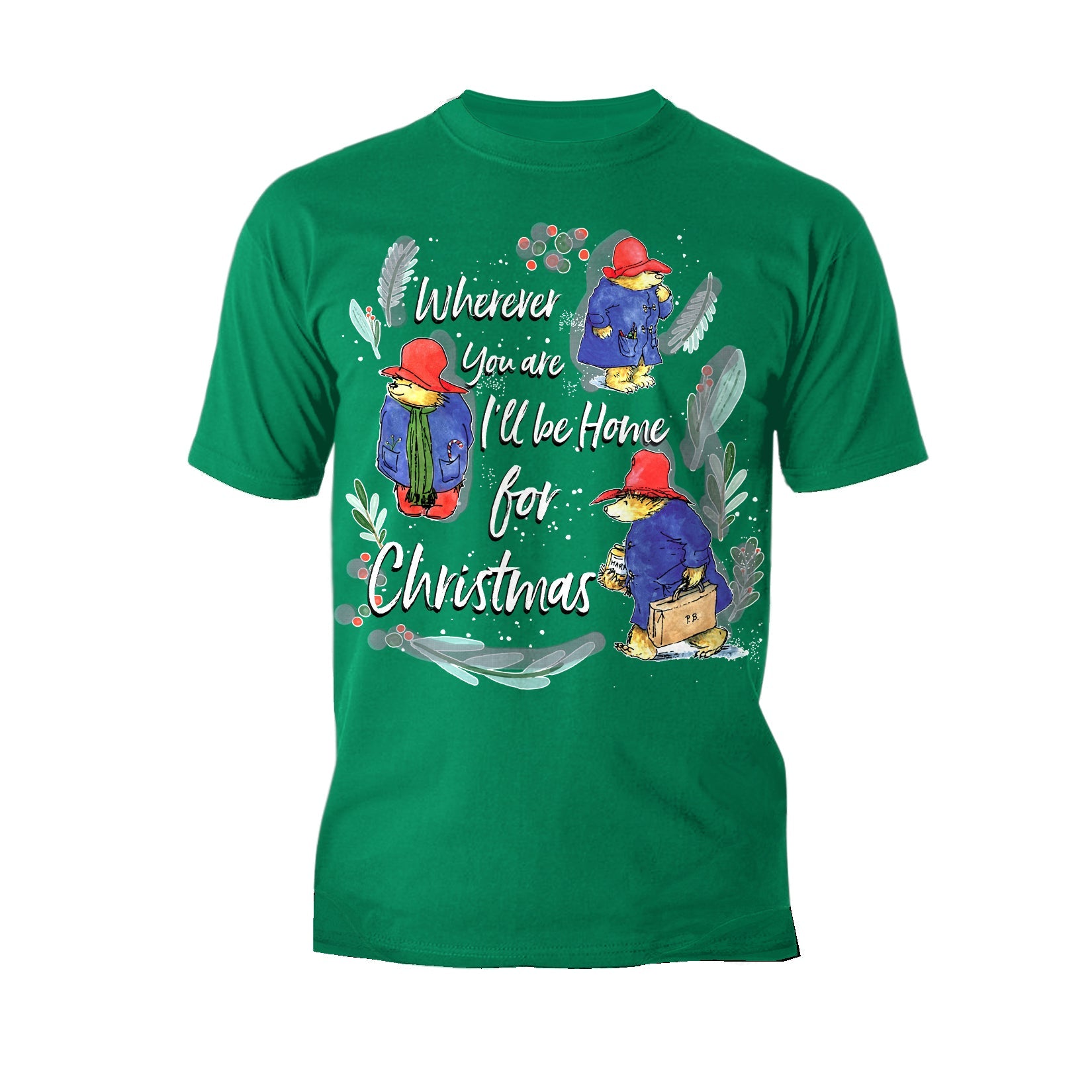 Paddington Bear Xmas I'll Be Home Holly Mistletoe Christmas Men's T-Shirt