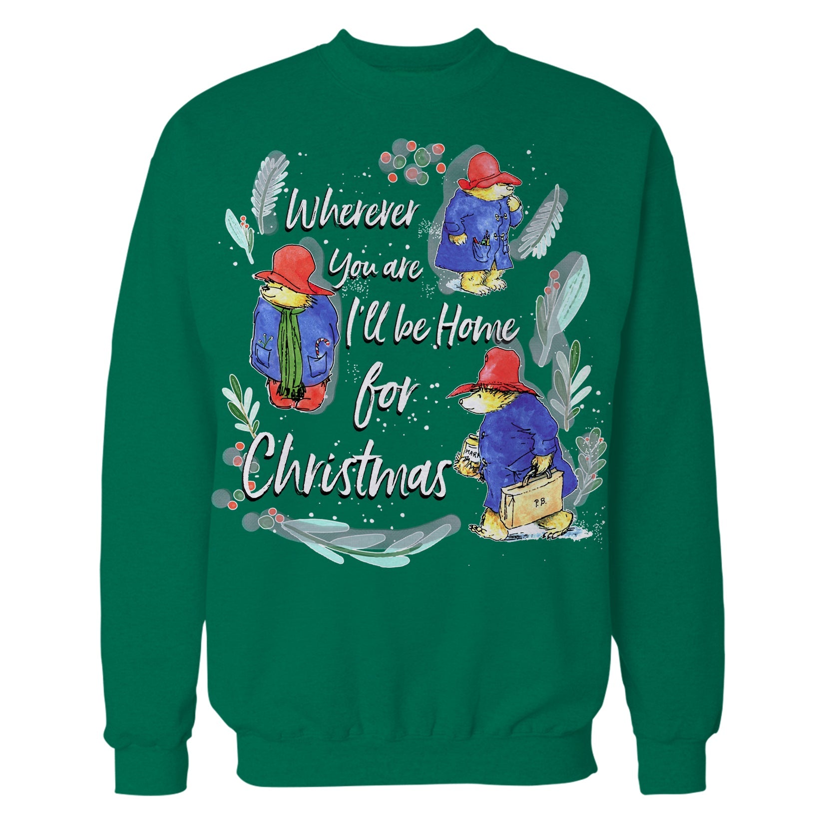Paddington Bear Xmas I'll Be Home Holly Mistletoe Christmas Sweatshirt