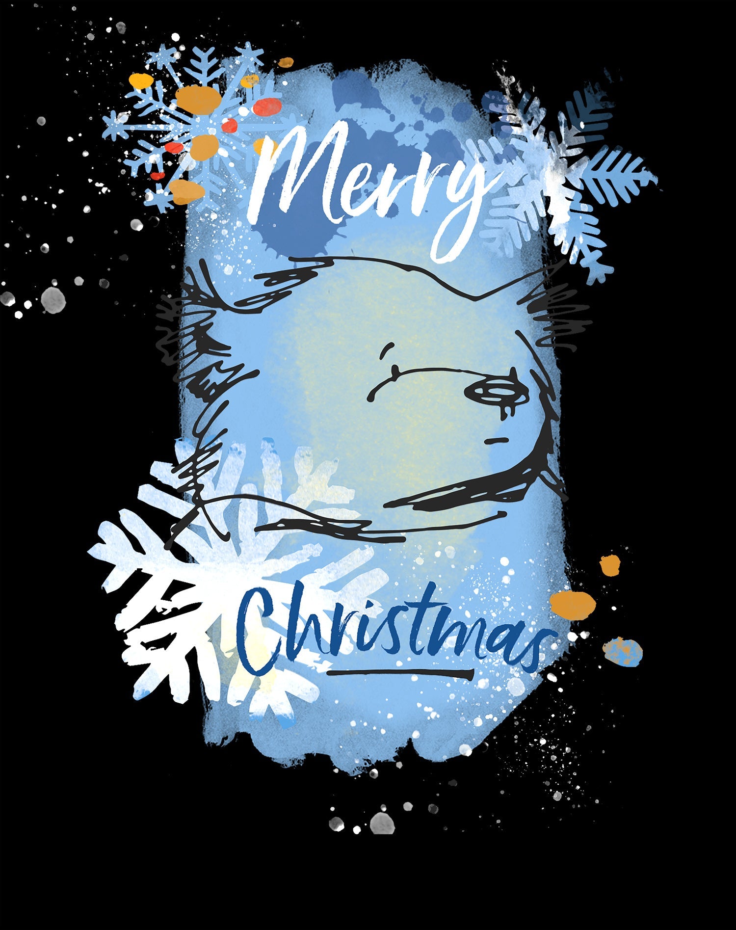 Paddington Bear Xmas Snowflake Sketch Splash Love Christmas Sweatshirt