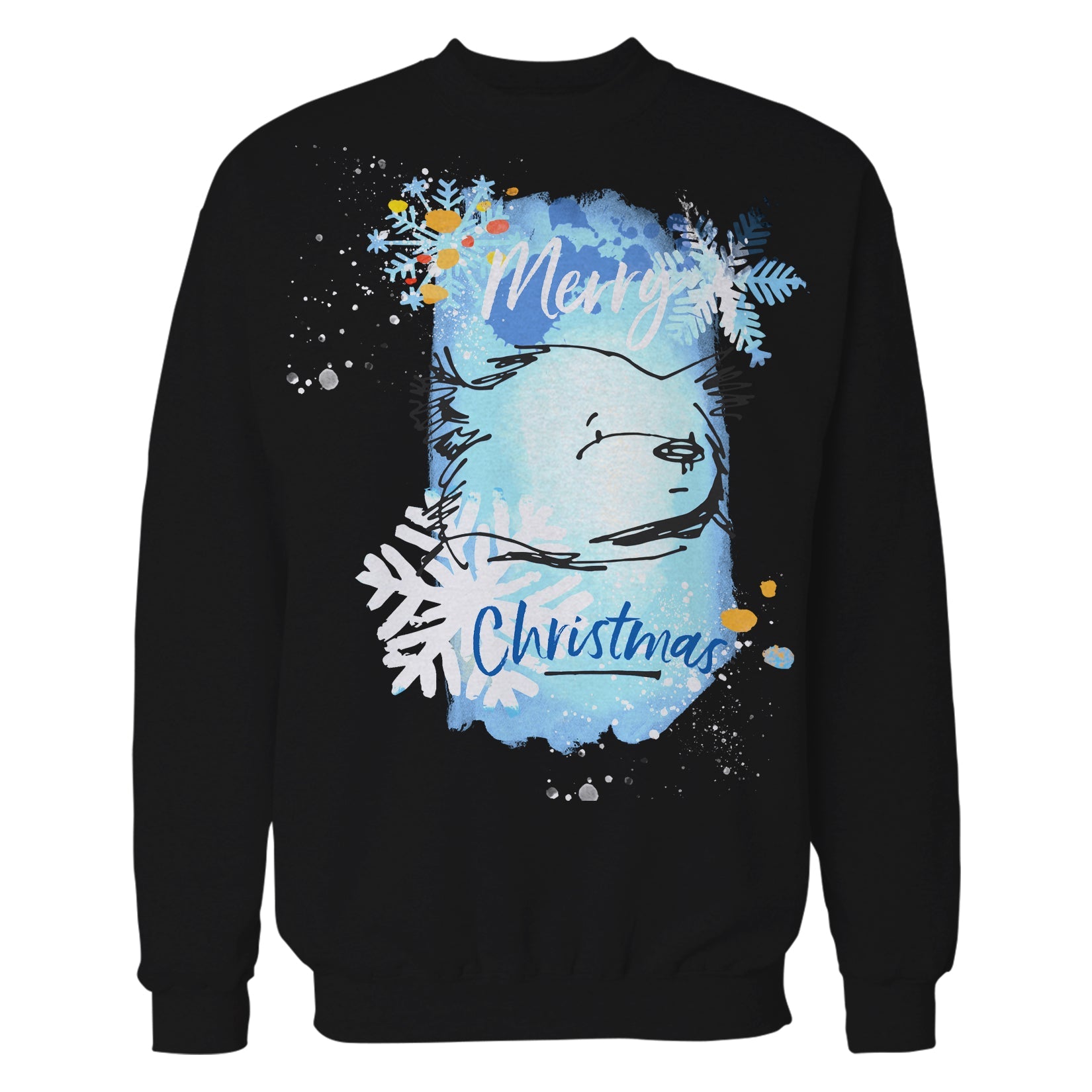 Paddington Bear Xmas Snowflake Sketch Splash Love Christmas Sweatshirt