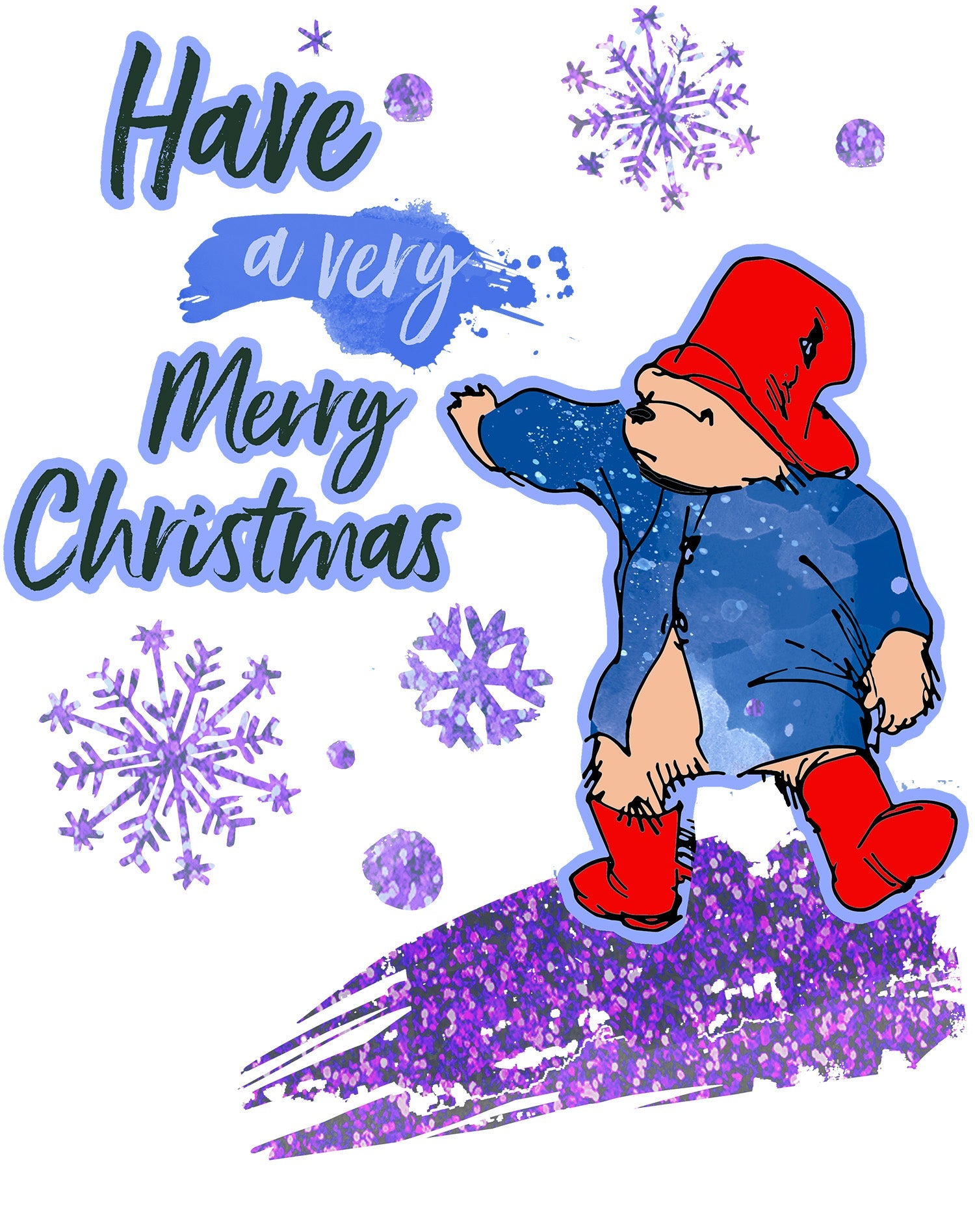 Paddington Bear Xmas Splash Love Christmas Snowflake Bling Men's T-Shirt