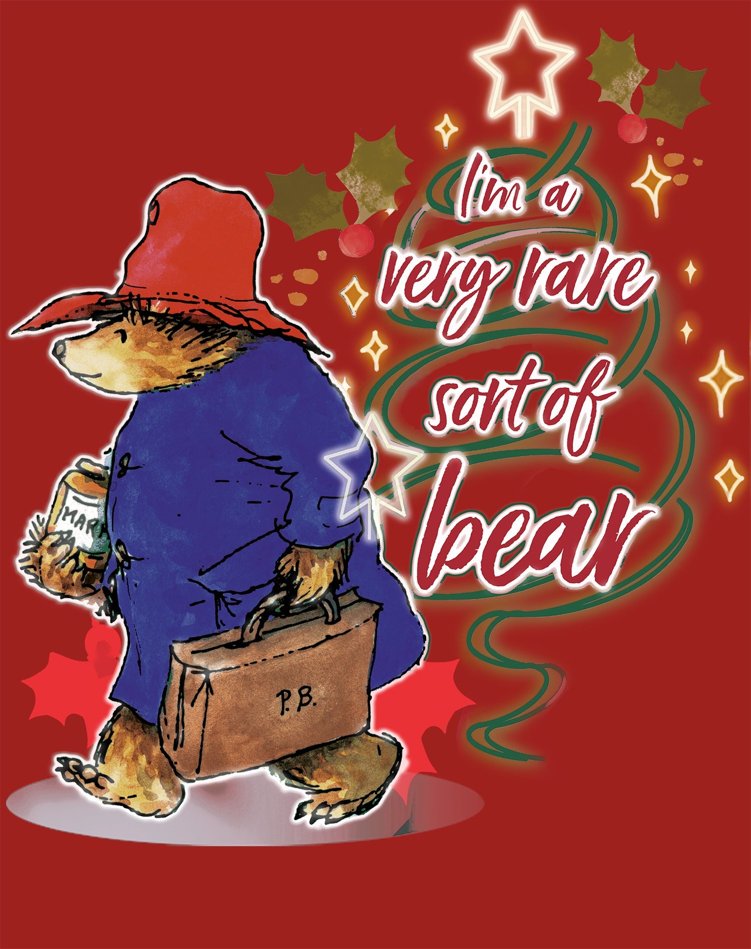 Paddington Bear Xmas Tree Rare Lights Beary Love Christmas Men's T-Shirt