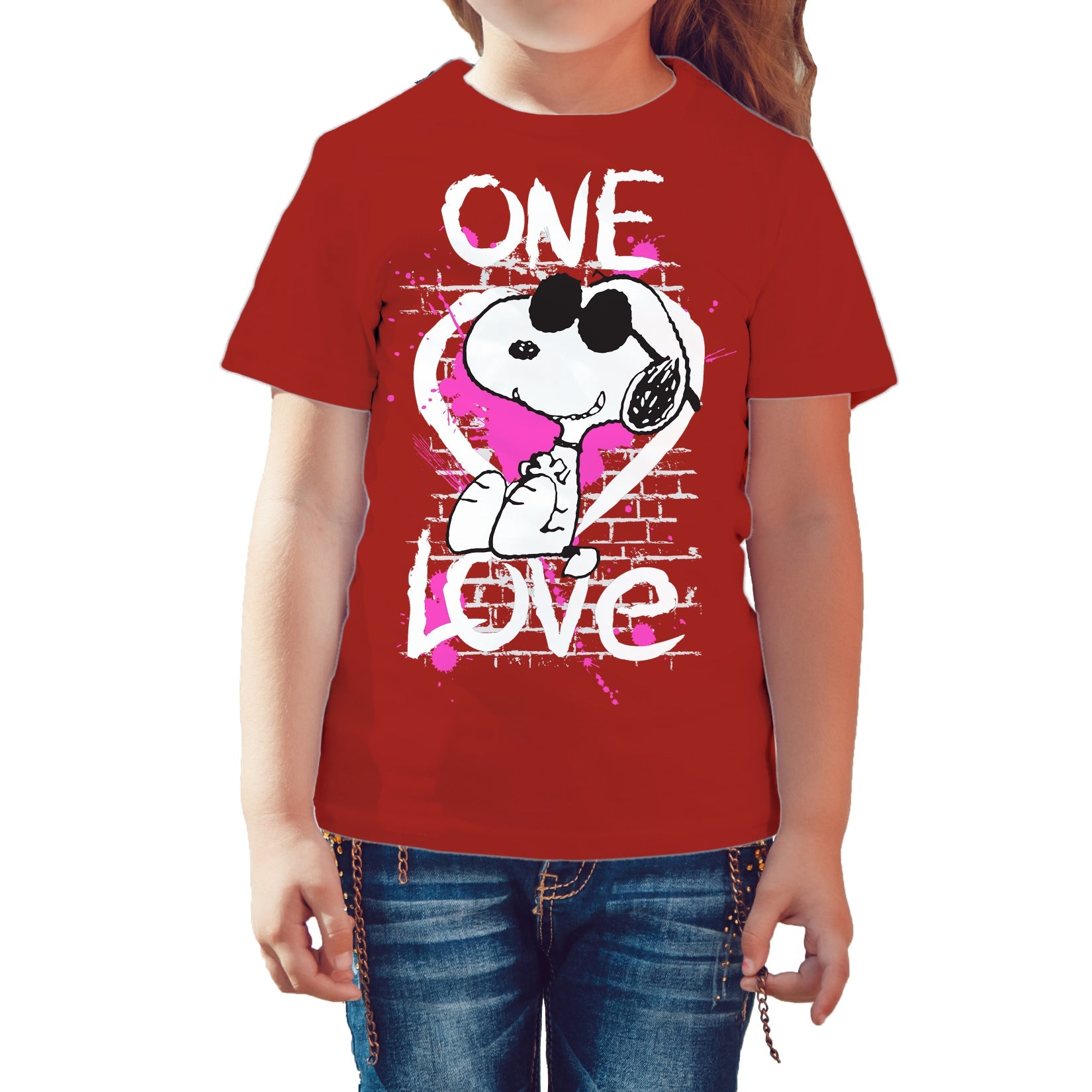 Peanuts Kids Snoopy Graphic One Love Official Kid's T-Shirt