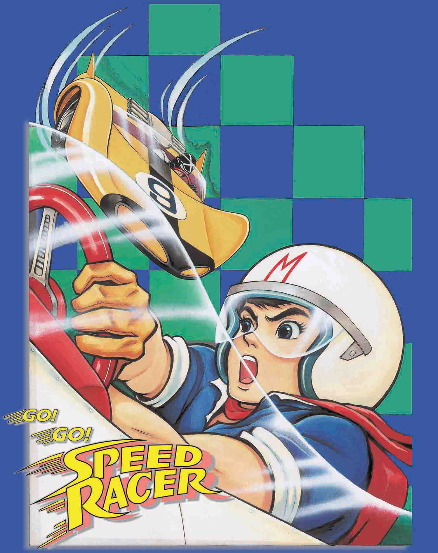 Speed Racer Checkered Green Official Men's T-shirt (Blue)