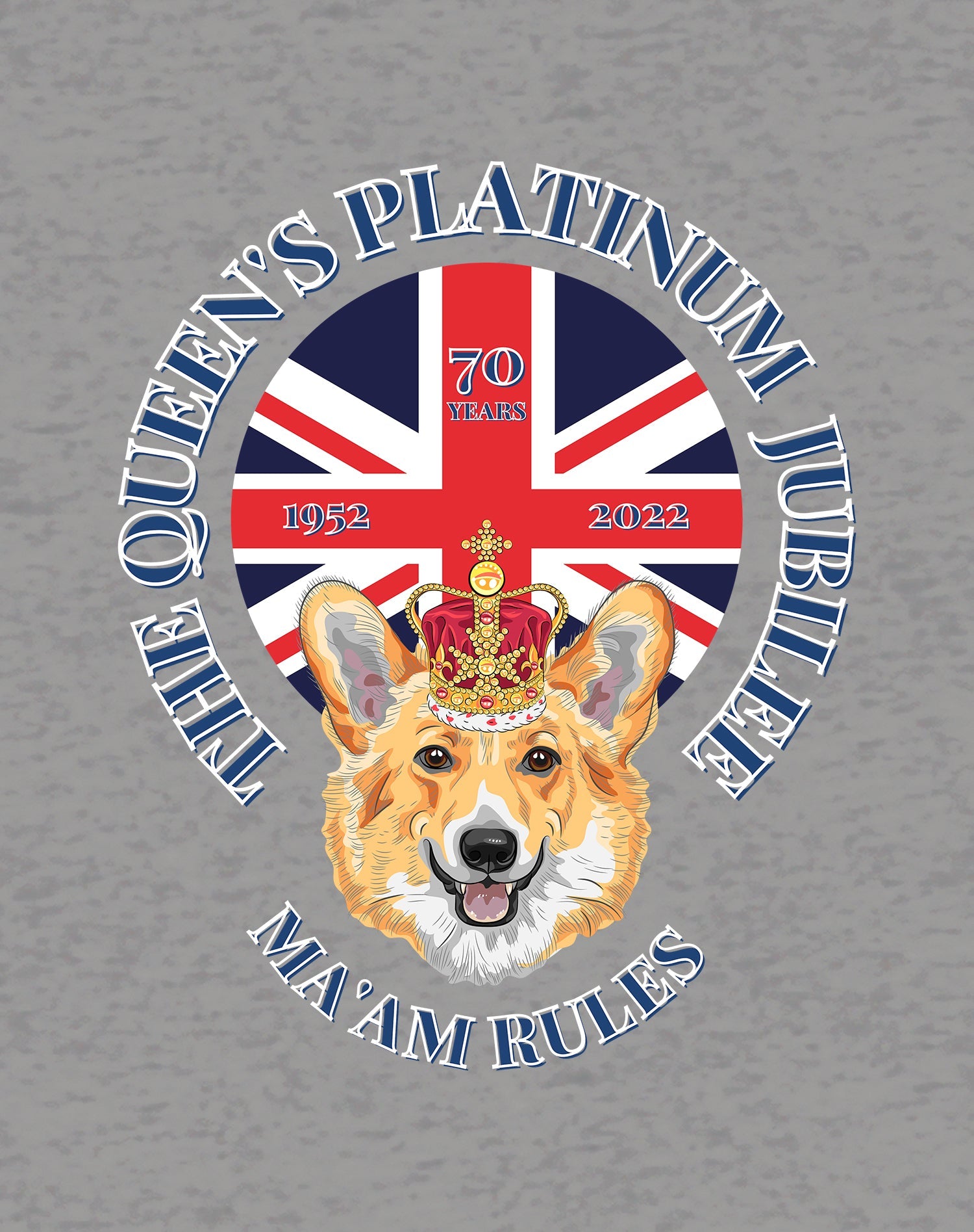 UA Queen's Platinum Jubilee Corgi Ma'am Rules Men's T-shirt ()
