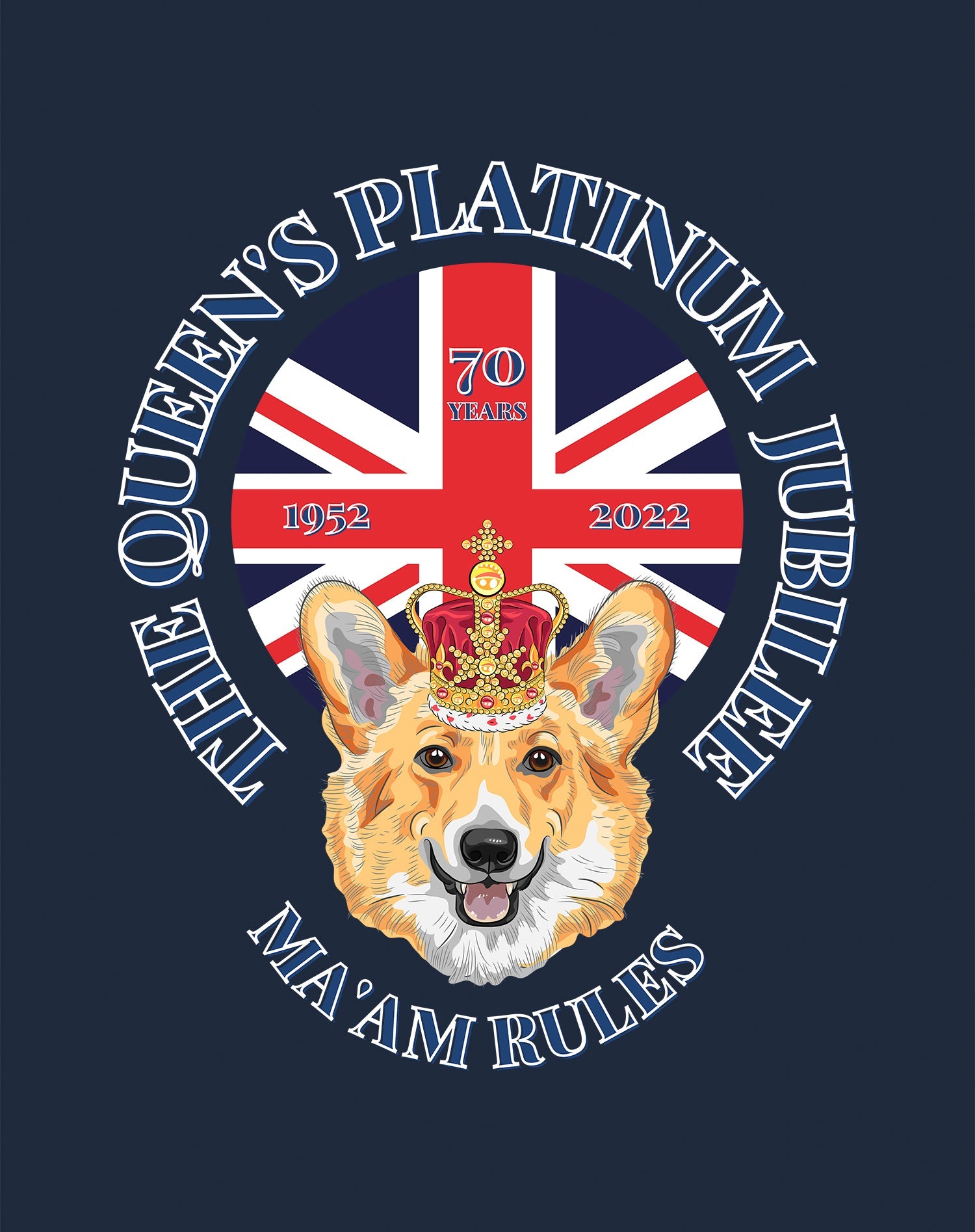 UA Queen's Platinum Jubilee Corgi Ma'am Rules Men's T-shirt ()