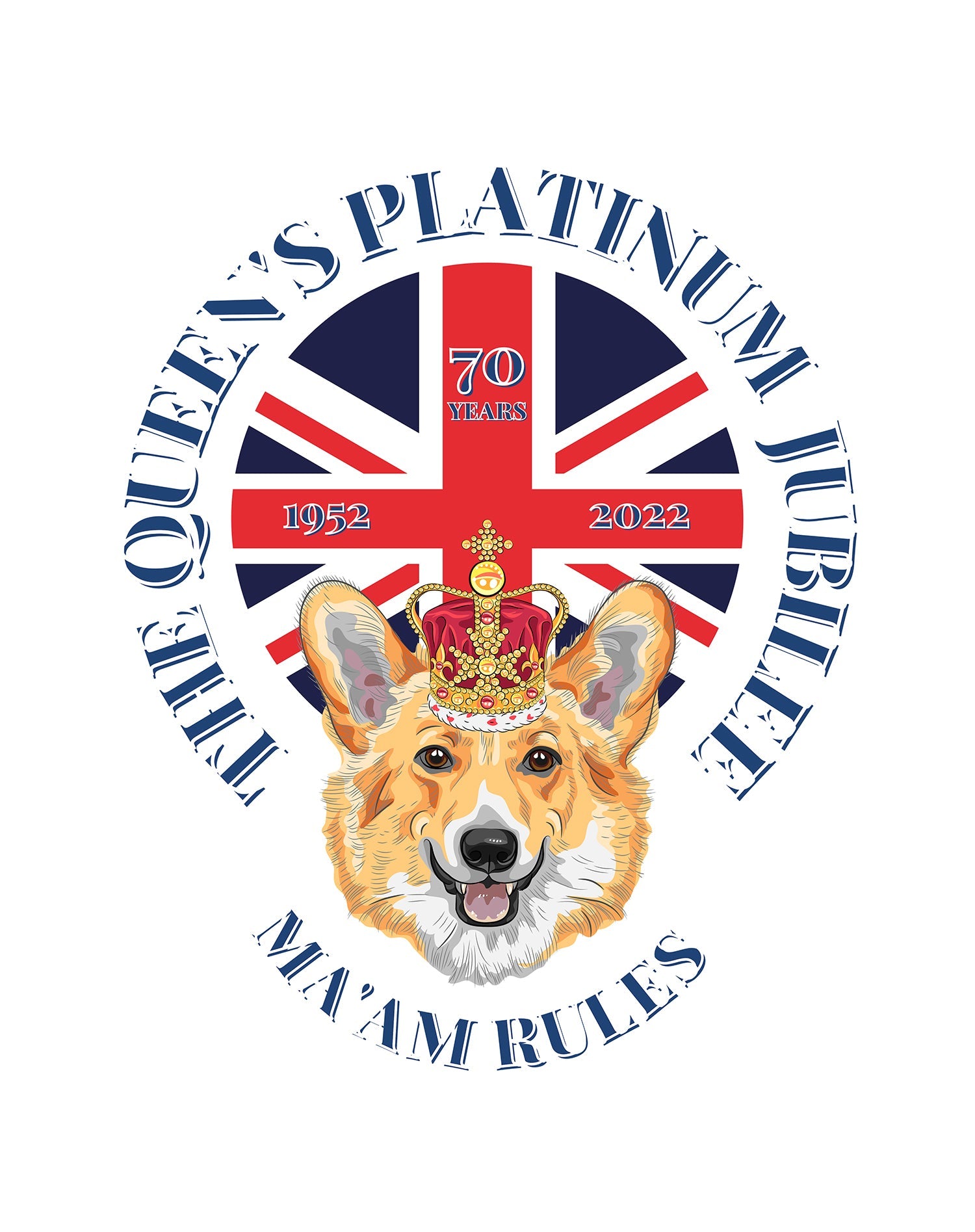 UA Queen's Platinum Jubilee Corgi Ma'am Rules Men's T-shirt ()