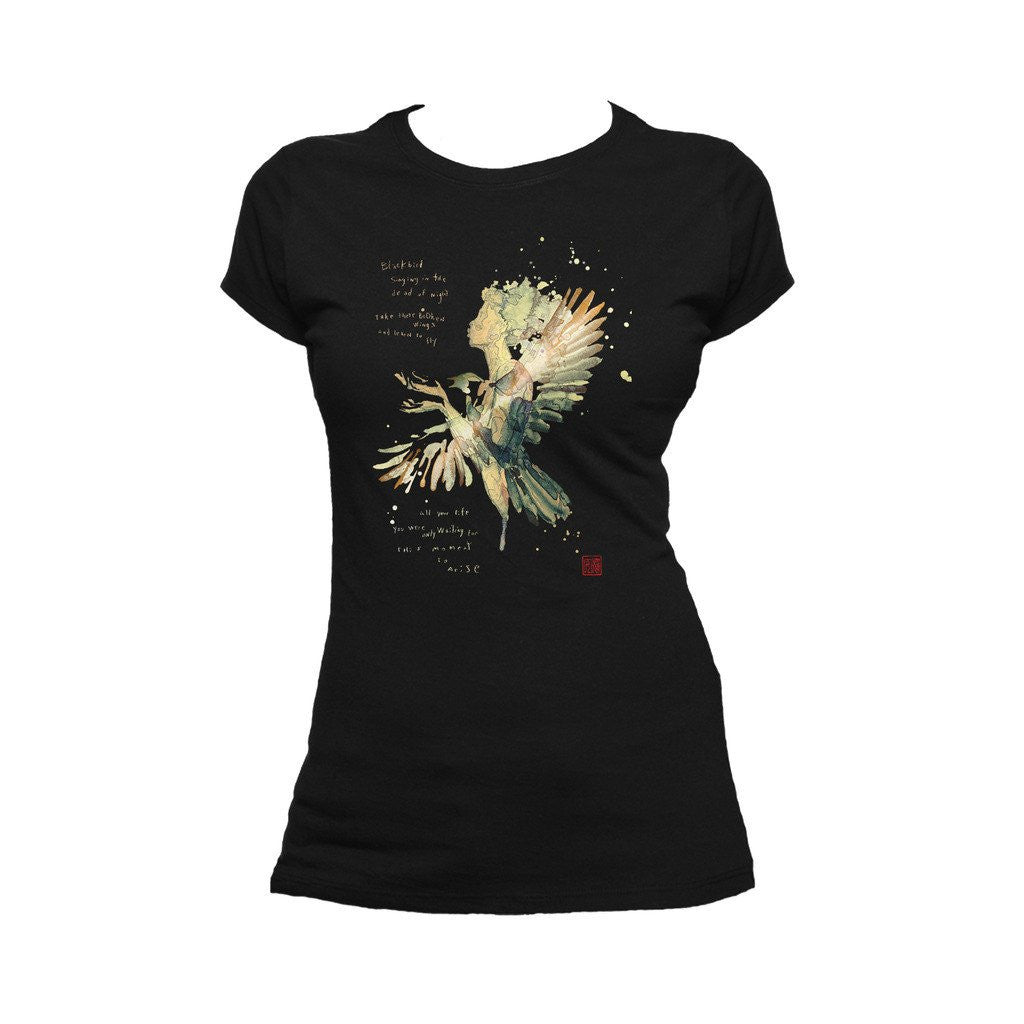 Beatles David Mack Blackbird Official Women's T-shirt ()