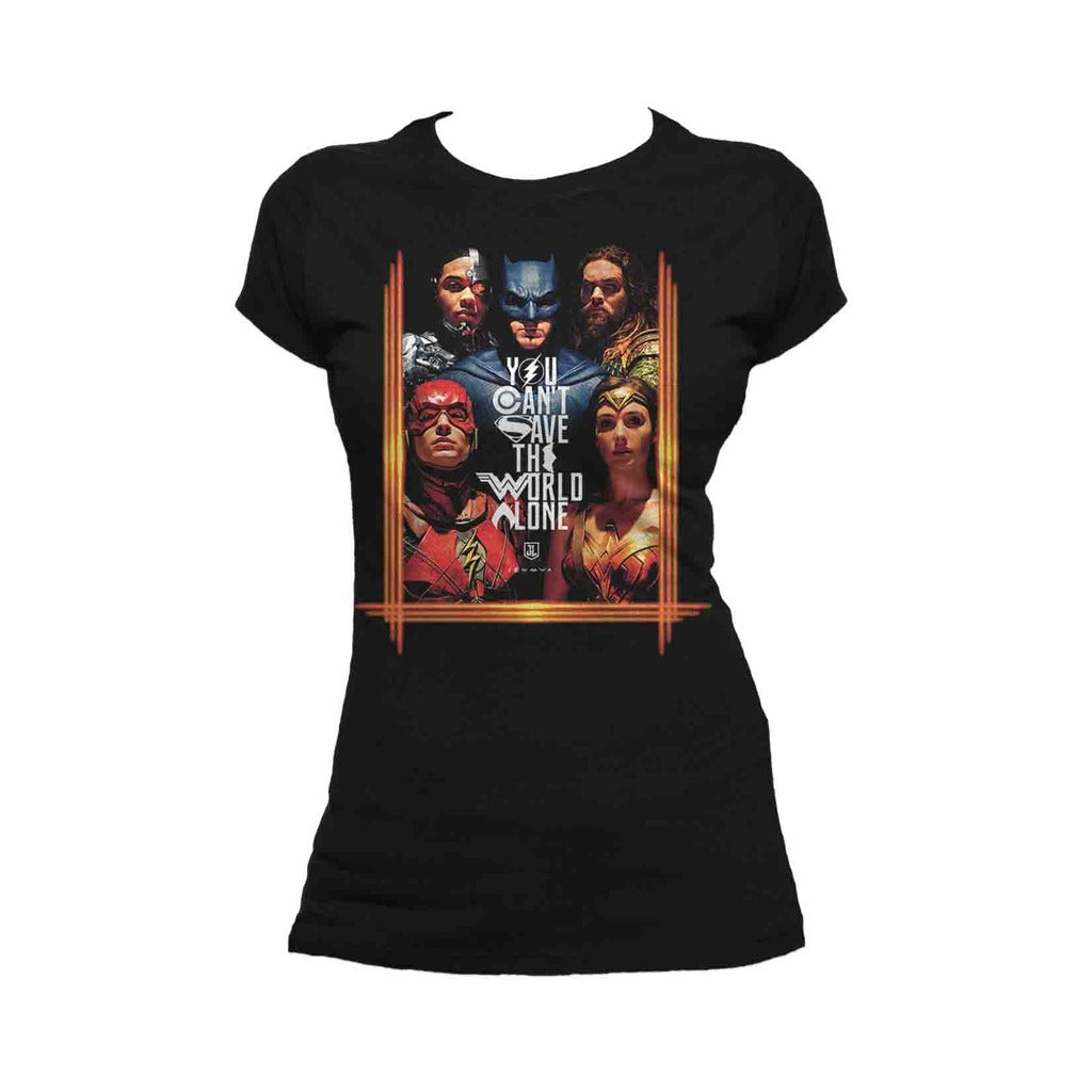 DC Justice League Poster Save The World Official Women's T-shirt ()