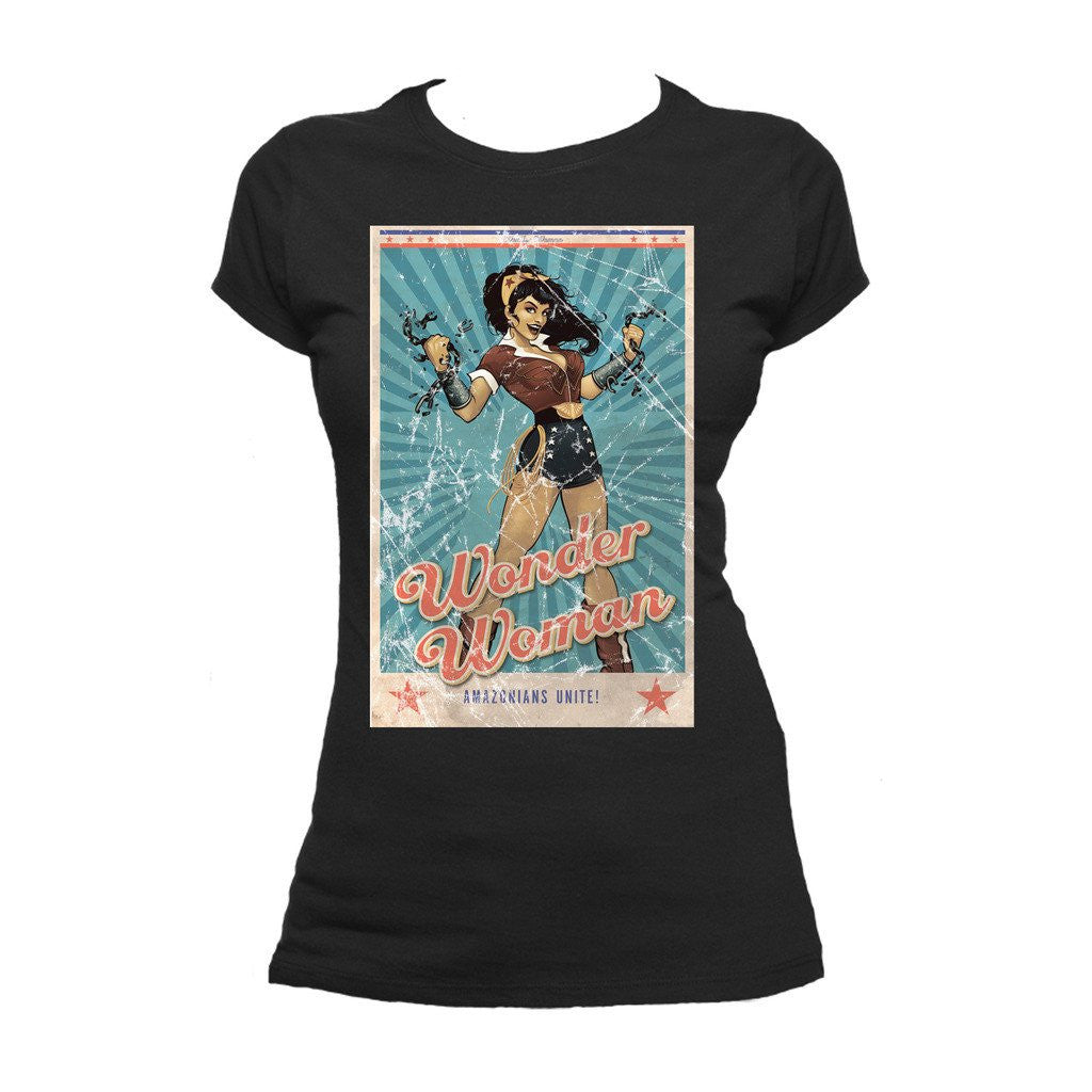 DC Comics Bombshells Wonder Woman Cover Unite Official Women's T-shirt ()