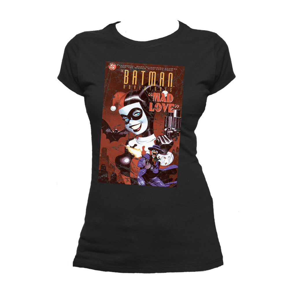 DC Comics Harley Quinn Cover Mad Love Retro Official Women's T-shirt ()