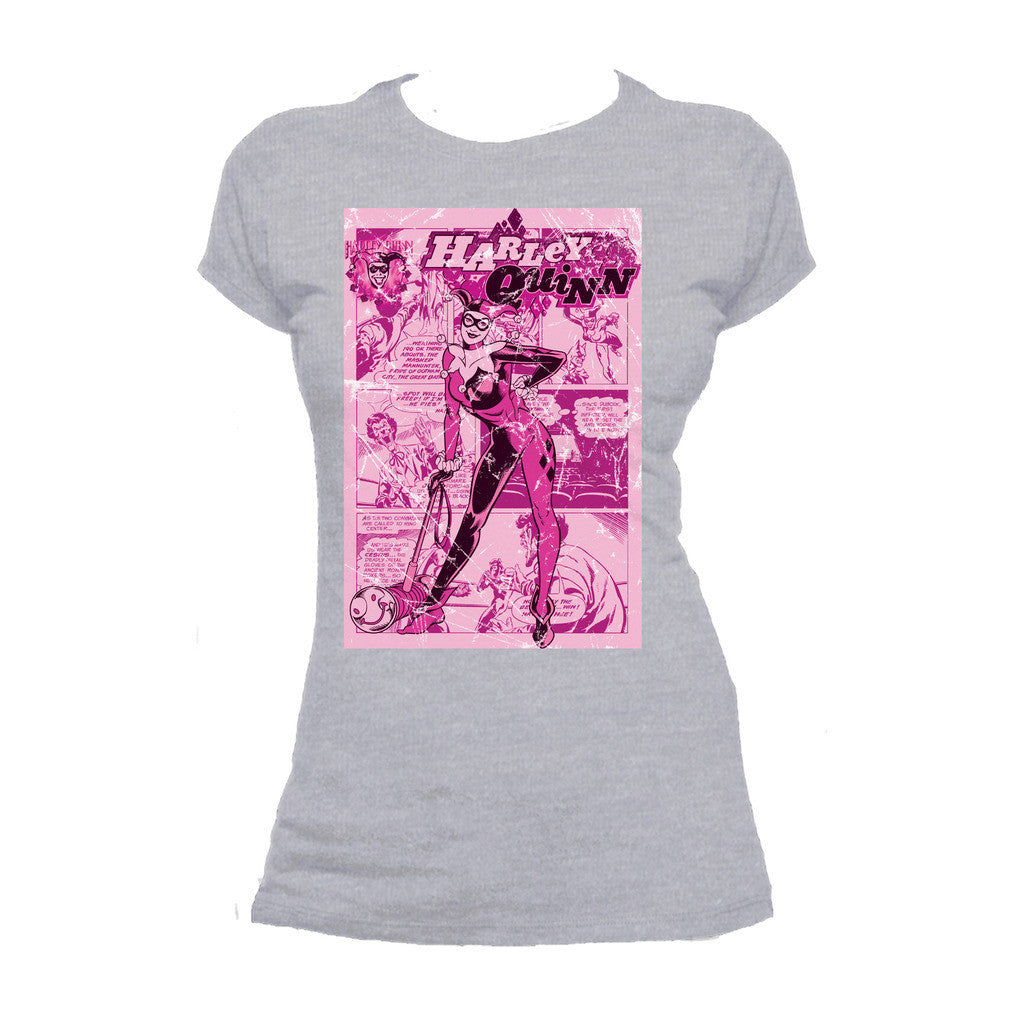 DC Comics Retro Harley Quinn Cover Strip Official Women's T-shirt ()