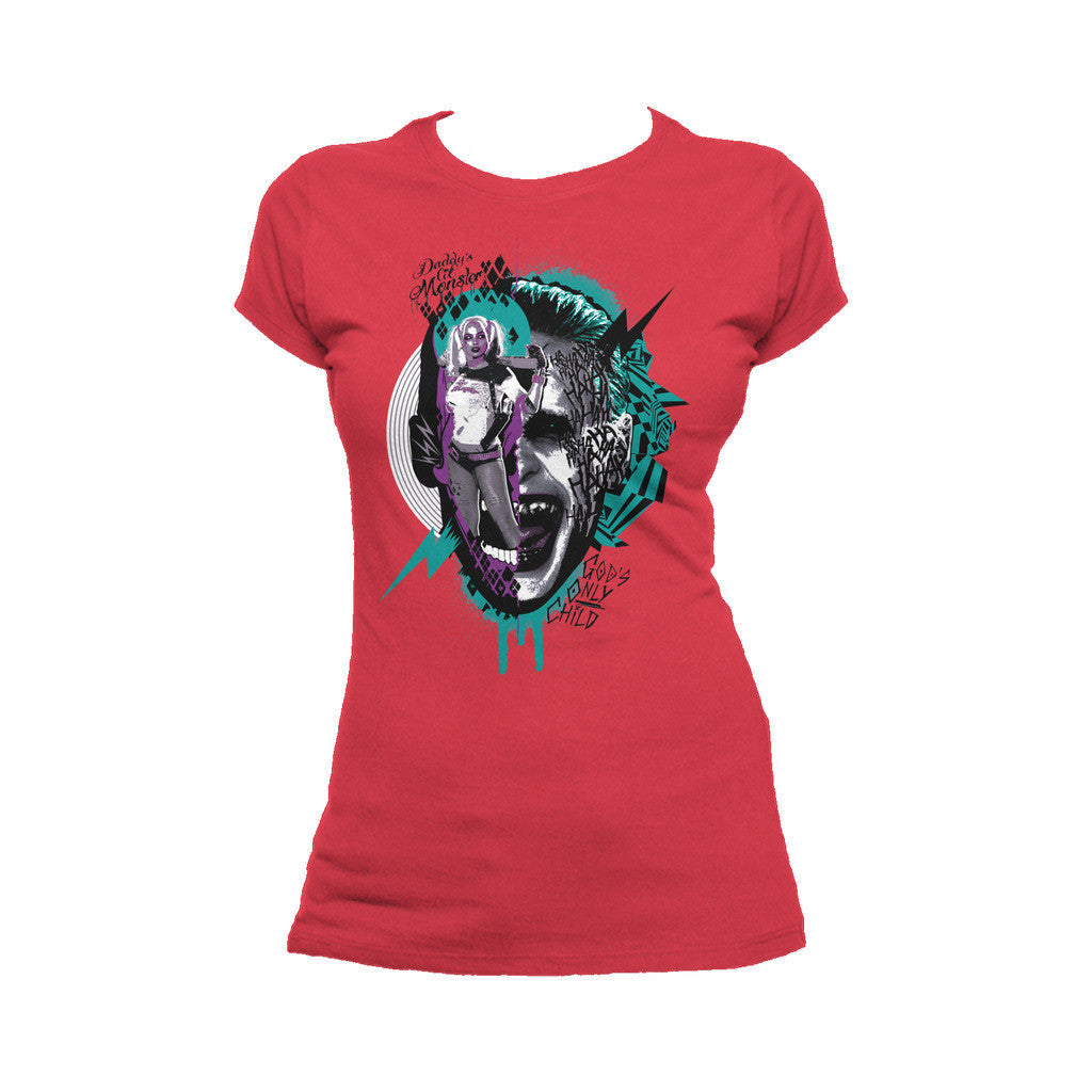 DC Suicide Squad Joker-Harley Quinn Collage Official Women's T-shirt ()