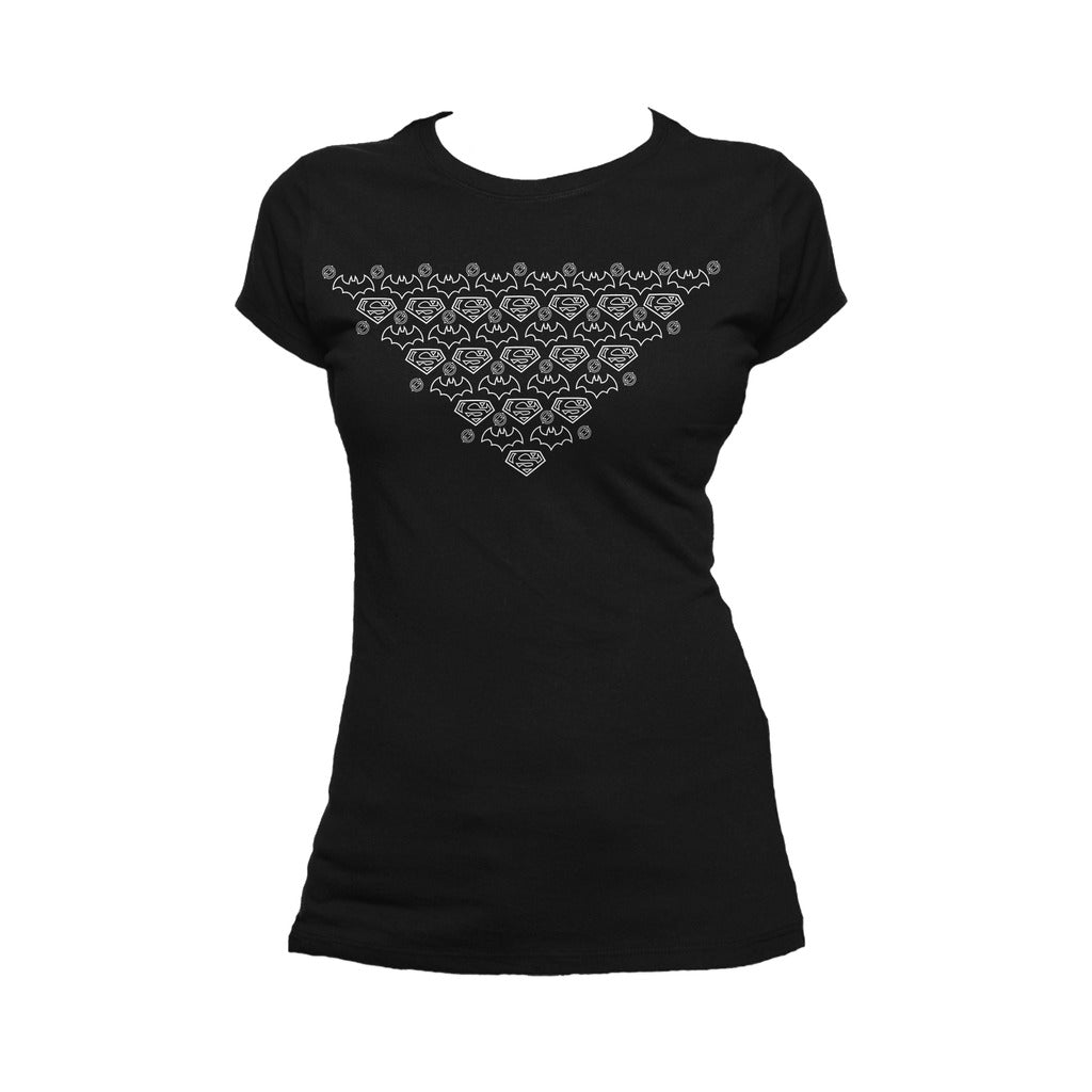 DC Comics Justice League Xmas Pattern Triangle Official Women's T-shirt ()
