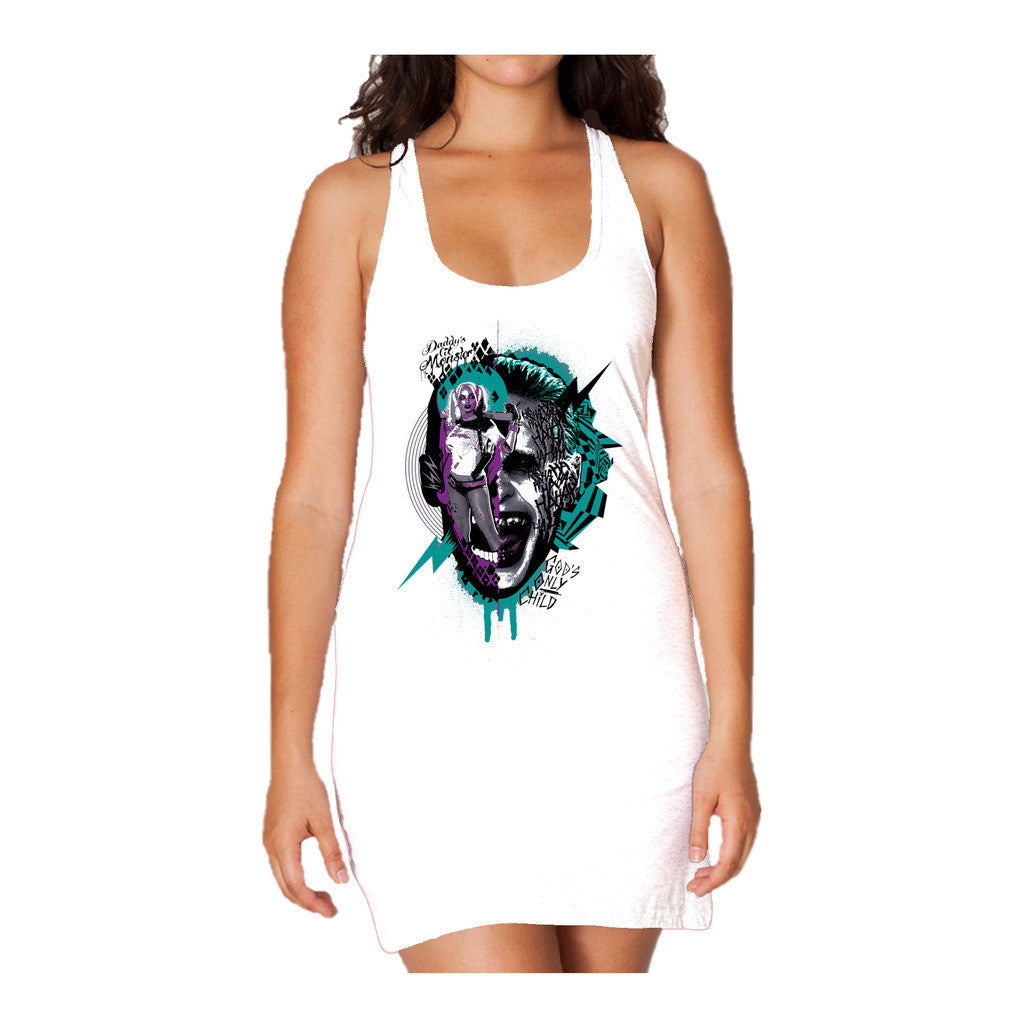 DC Suicide Squad Joker-Harley Quinn Collage Official Women's Long Tank Dress ()