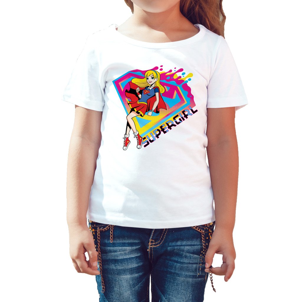 DC Super Hero Girls Supergirl Logo Drips Official Kid's T-Shirt ()