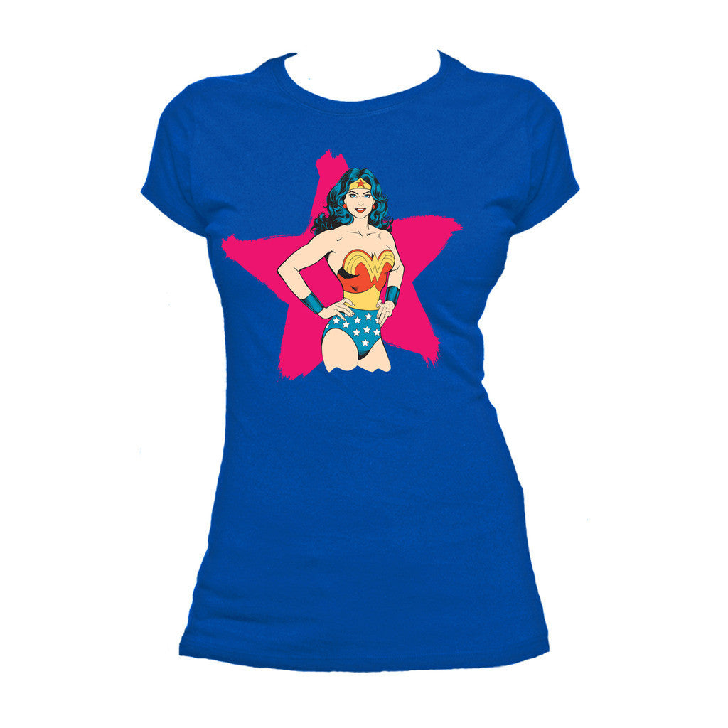 DC Comics Wonder Woman Character Spray Star Official Women's T-shirt ()