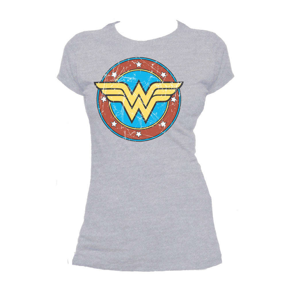 DC Comics Wonder Woman Logo Circle Distressed Official Women's T-shirt ()