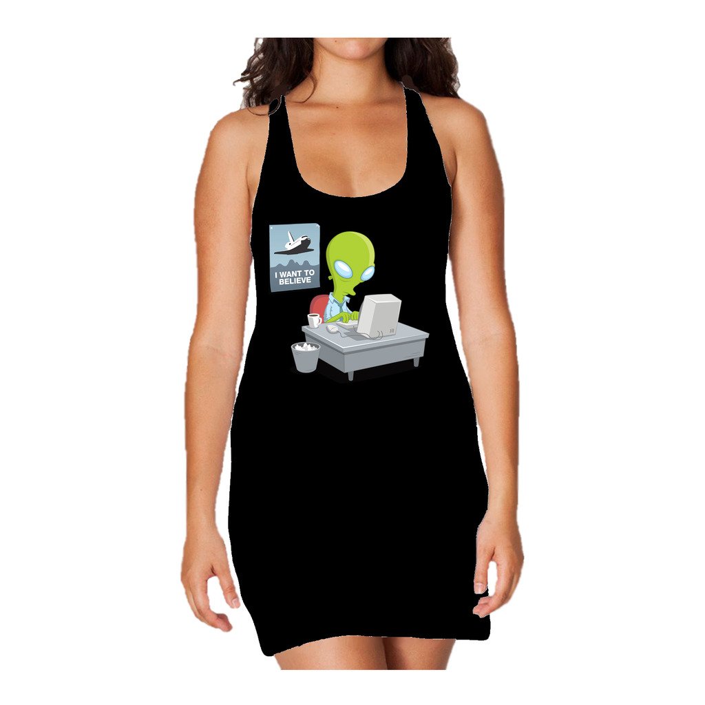 Weird Science I Want To Believe Official Women's Long Tank Dress ()