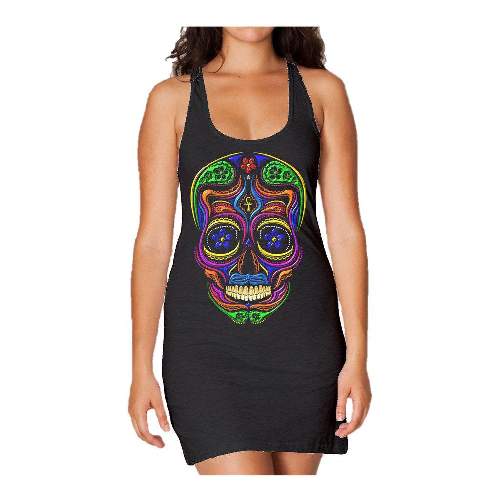 Sugar Skull Mexican Skull Women's Long Tank Dress ()