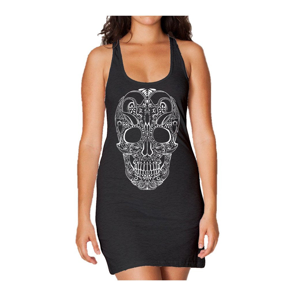 Sugar Skull Tattoo Skull Women's Long Tank Dress ()