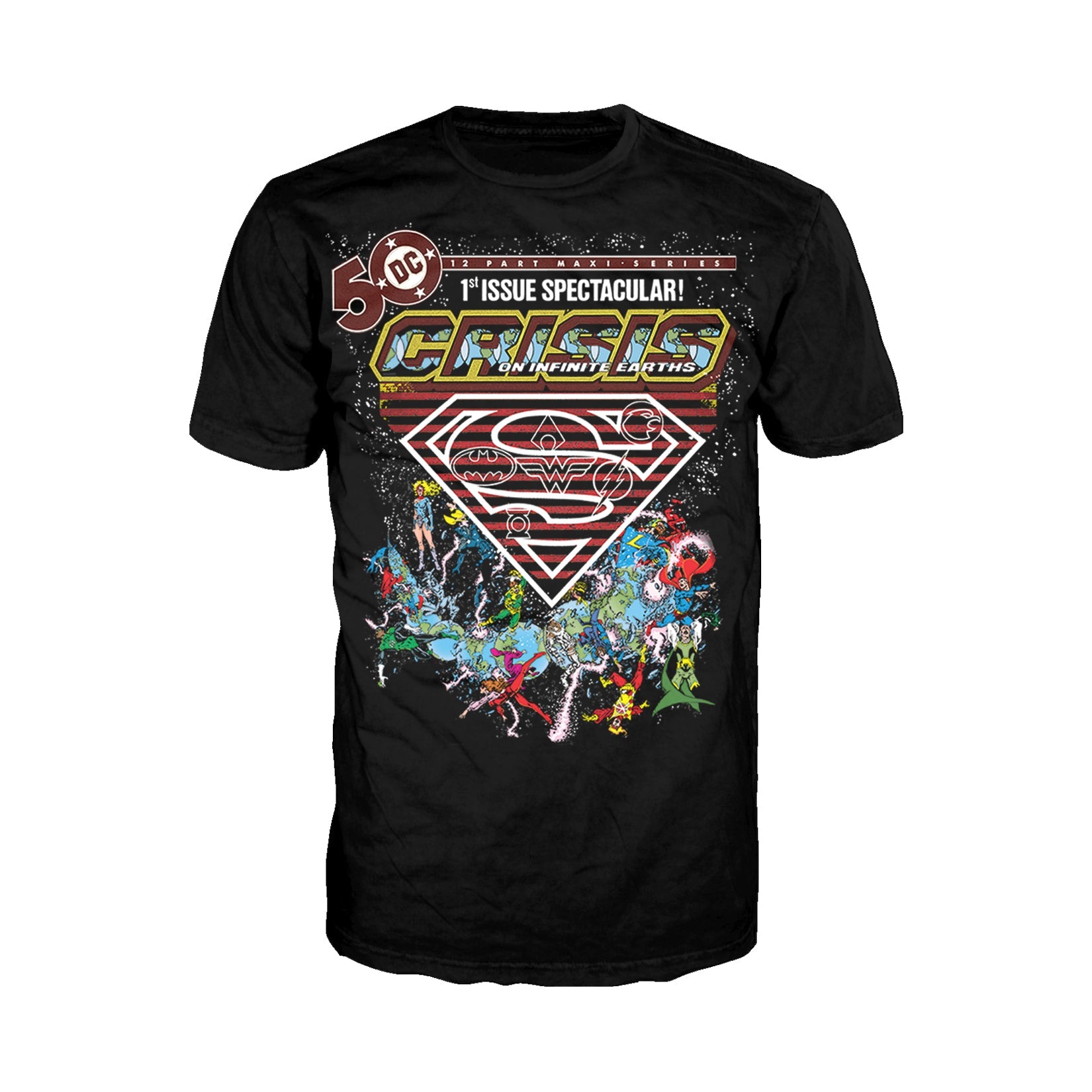 DC Comics Crisis Logo Justice League Official Men's T-shirt ()