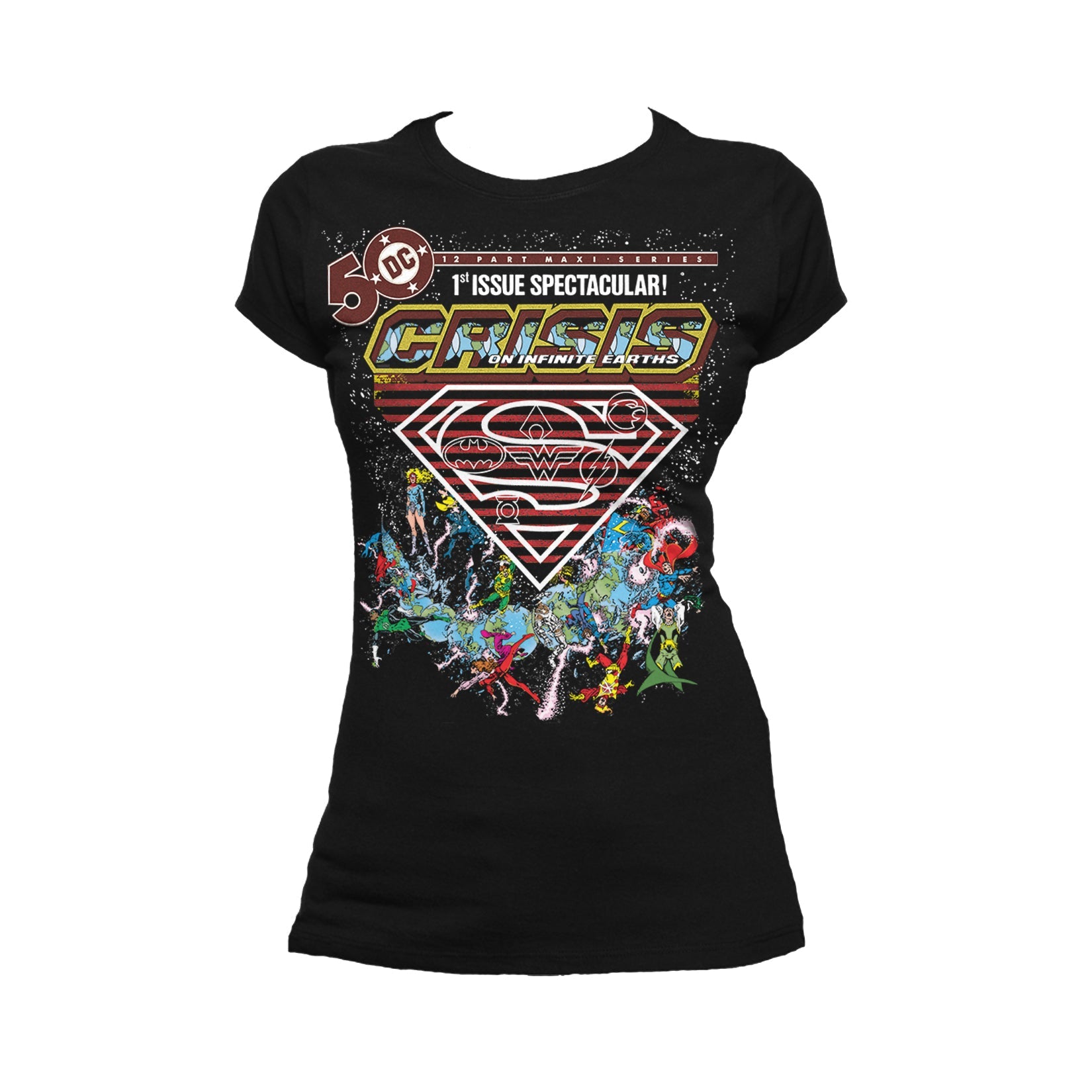 DC Comics Crisis Logo Justice League Official Women's T-shirt ()