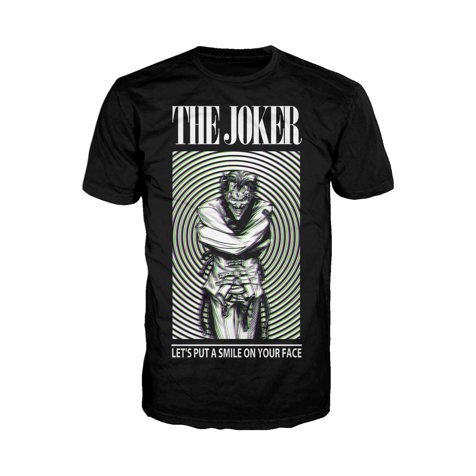 DC Comics Joker Poster Swirl Smile Official Men's T-Shirt ()