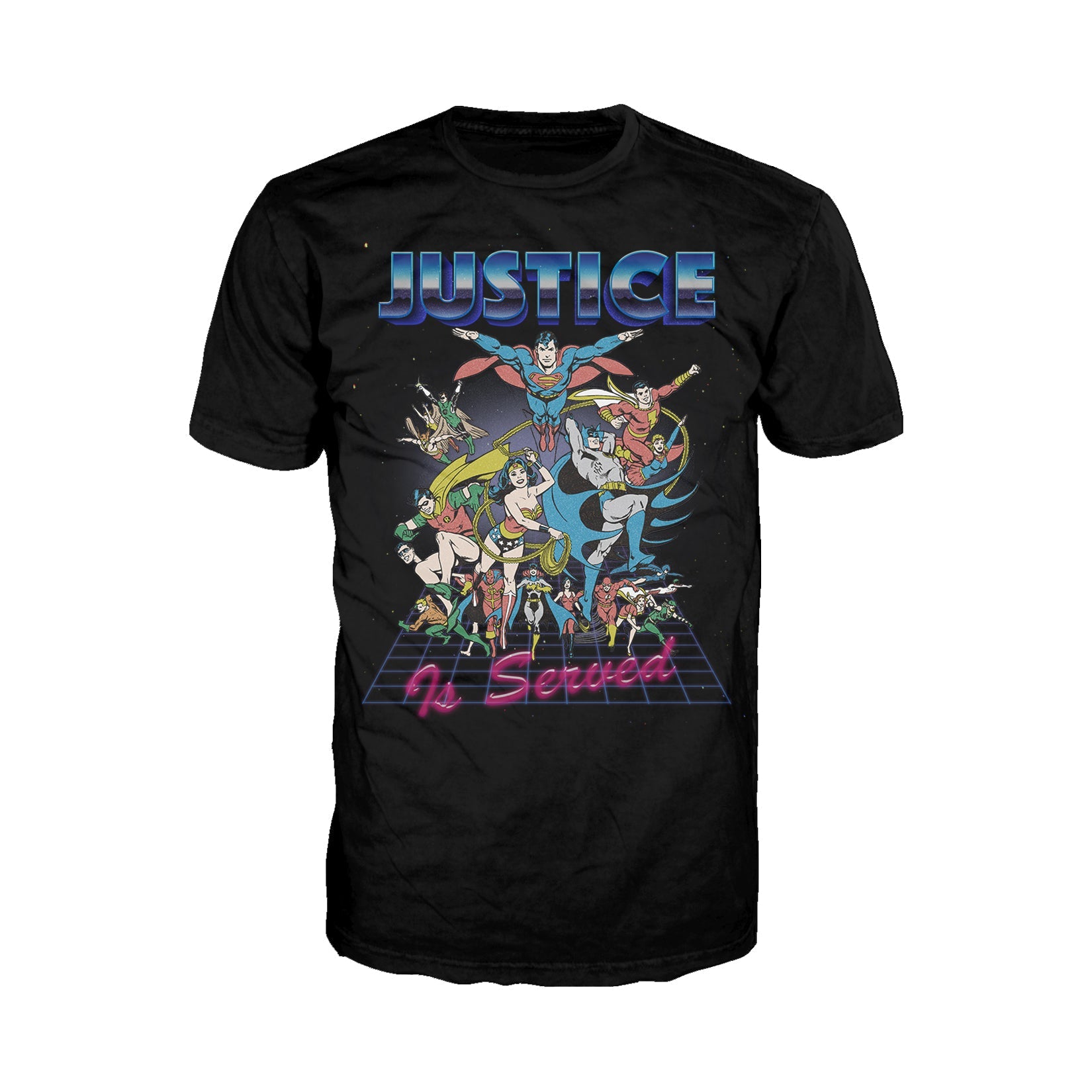 DC Comics Justice League Retro 80s Served Official Men's T-shirt