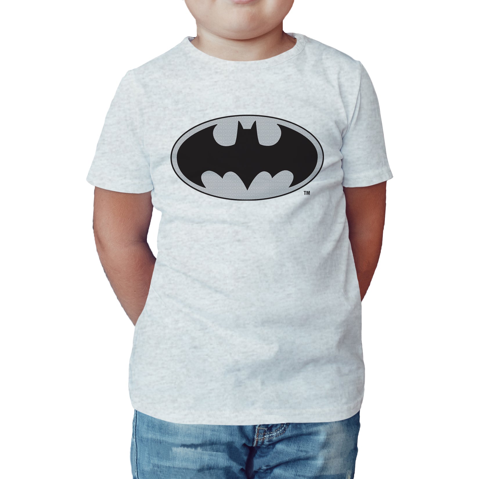 DC Comics Batman Logo Grey Official Kid's T-Shirt ()