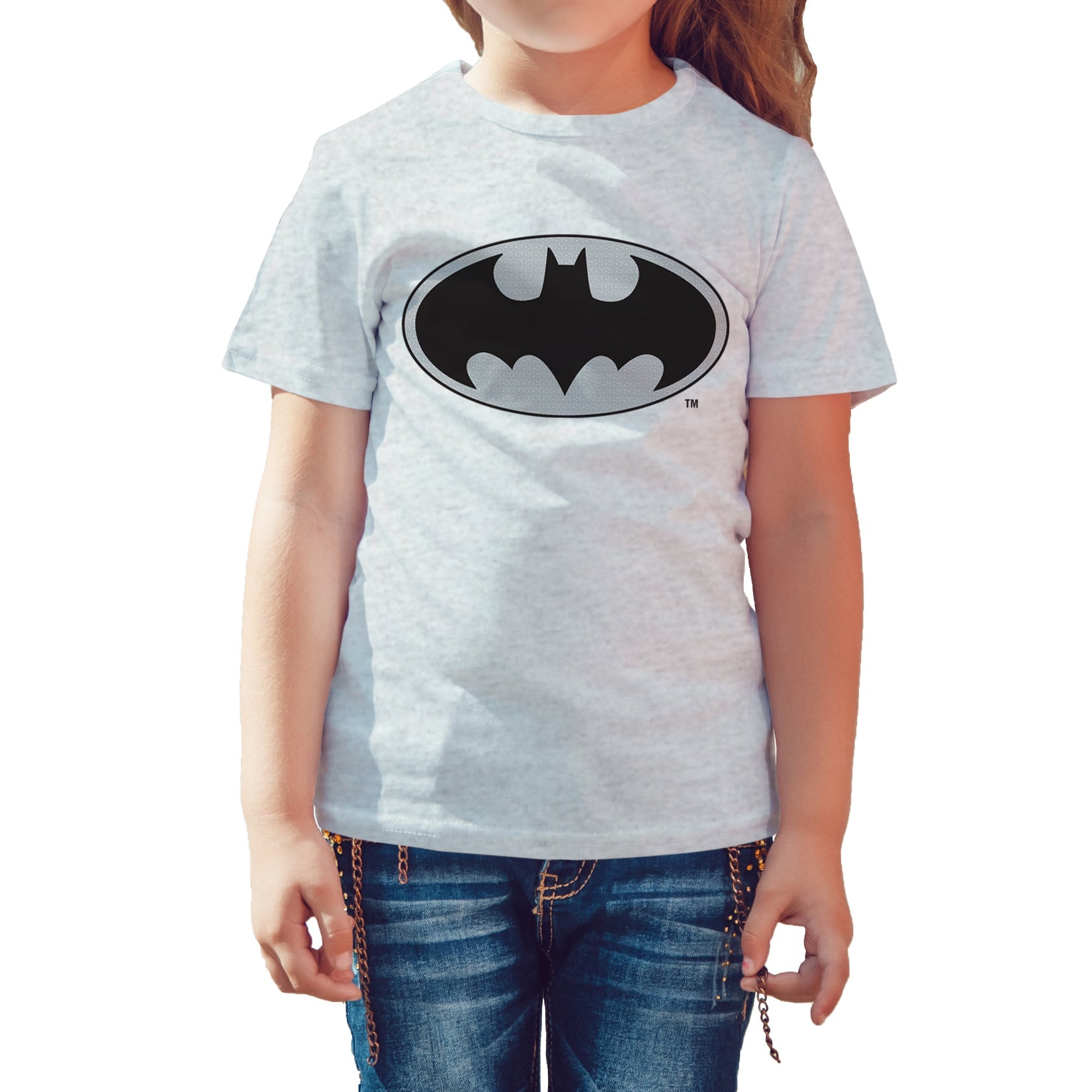 DC Comics Batman Logo Grey Official Kid's T-Shirt ()