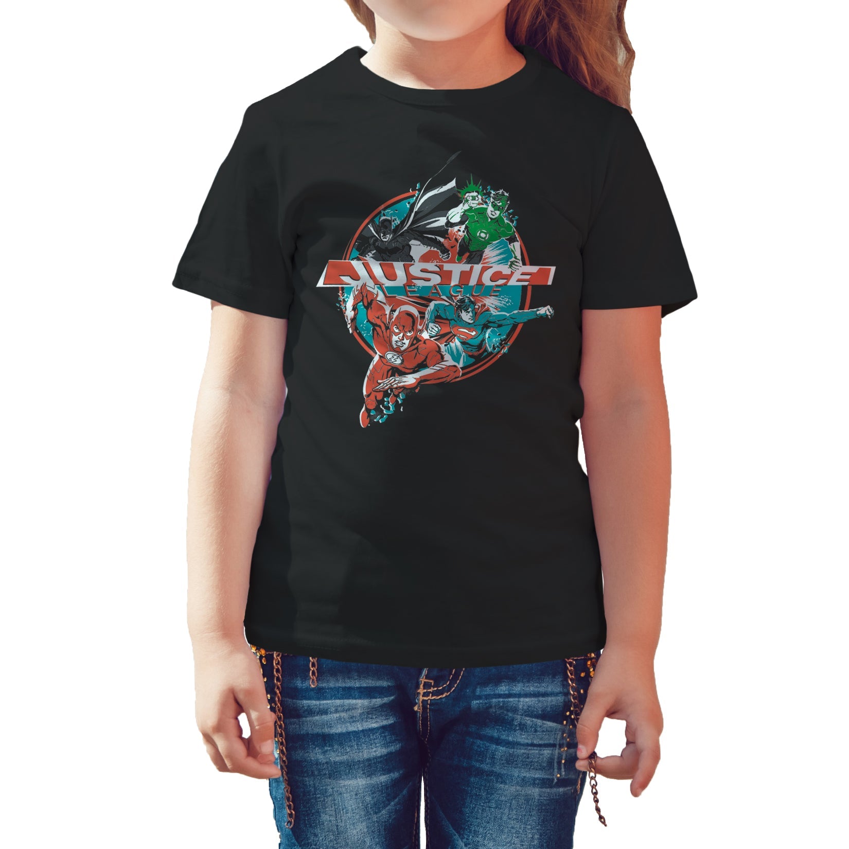 DC Comics Justice League Logo Group Action Official Kid's T-Shirt ()