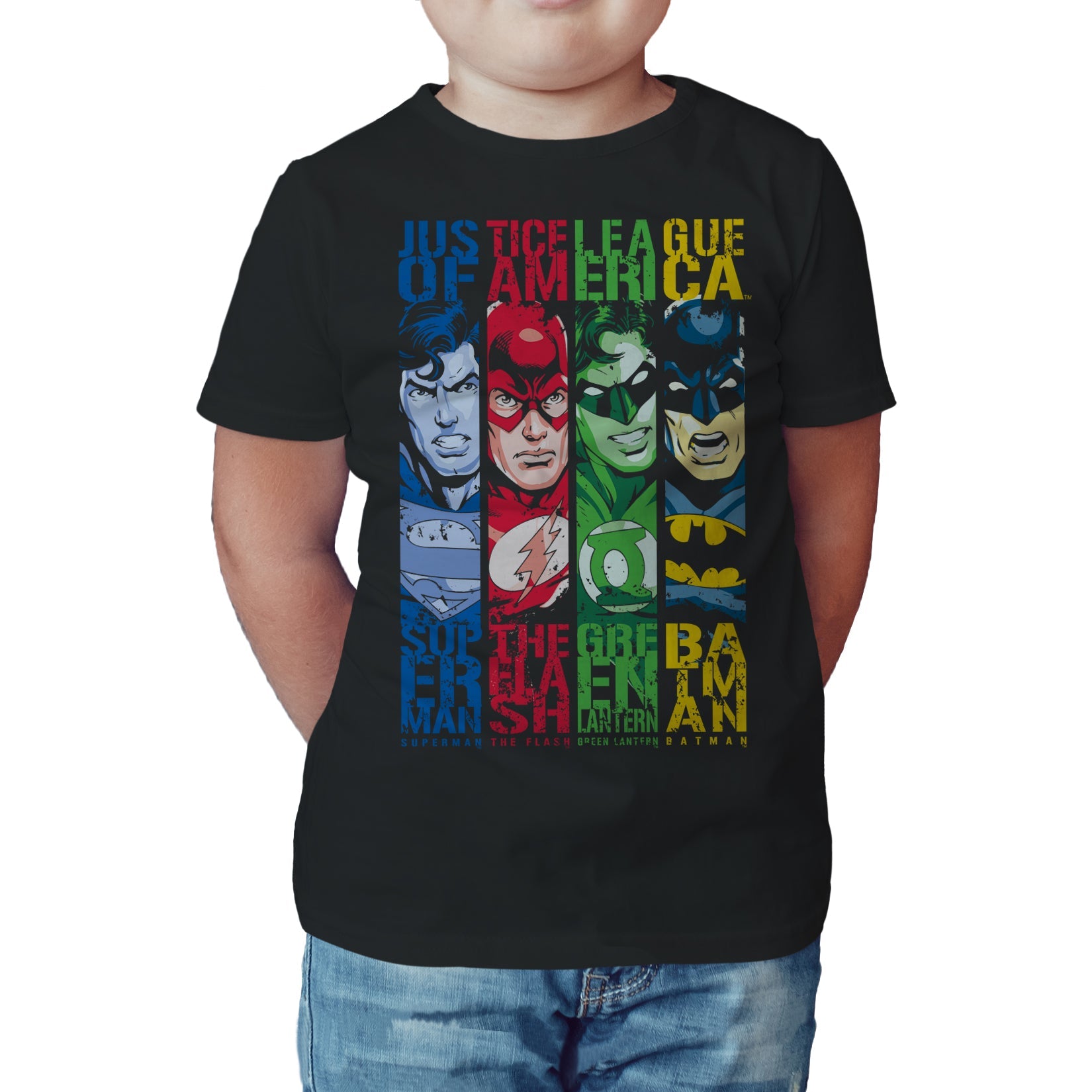 DC Comics Justice League Stripped Official Kid's T-Shirt ()