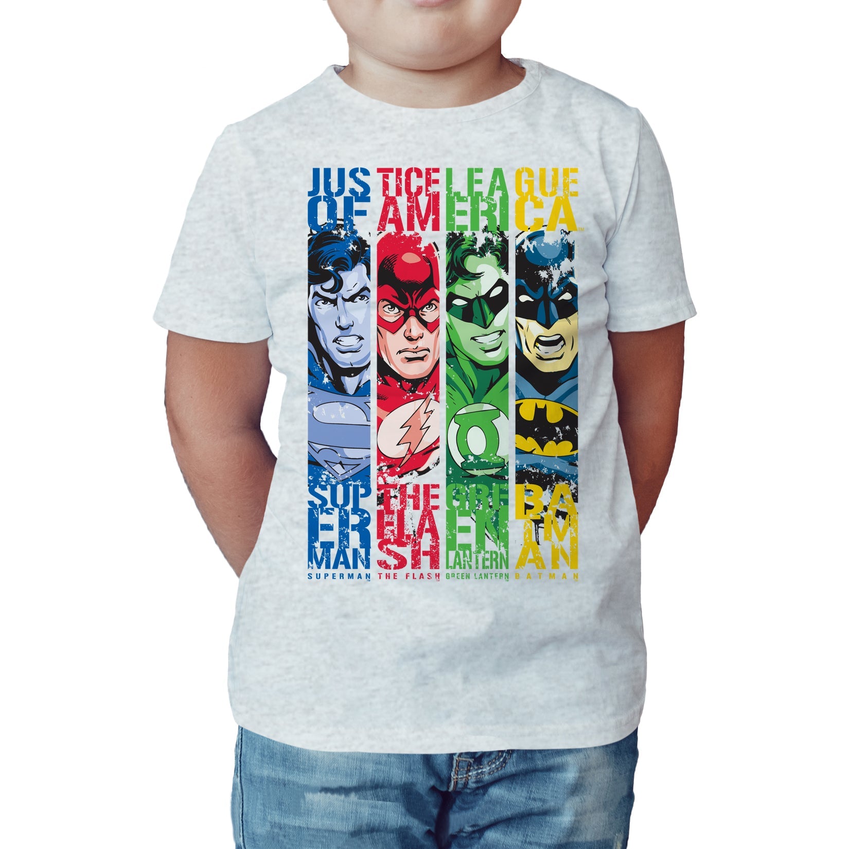 DC Comics Justice League Stripped Official Kid's T-shirt ()