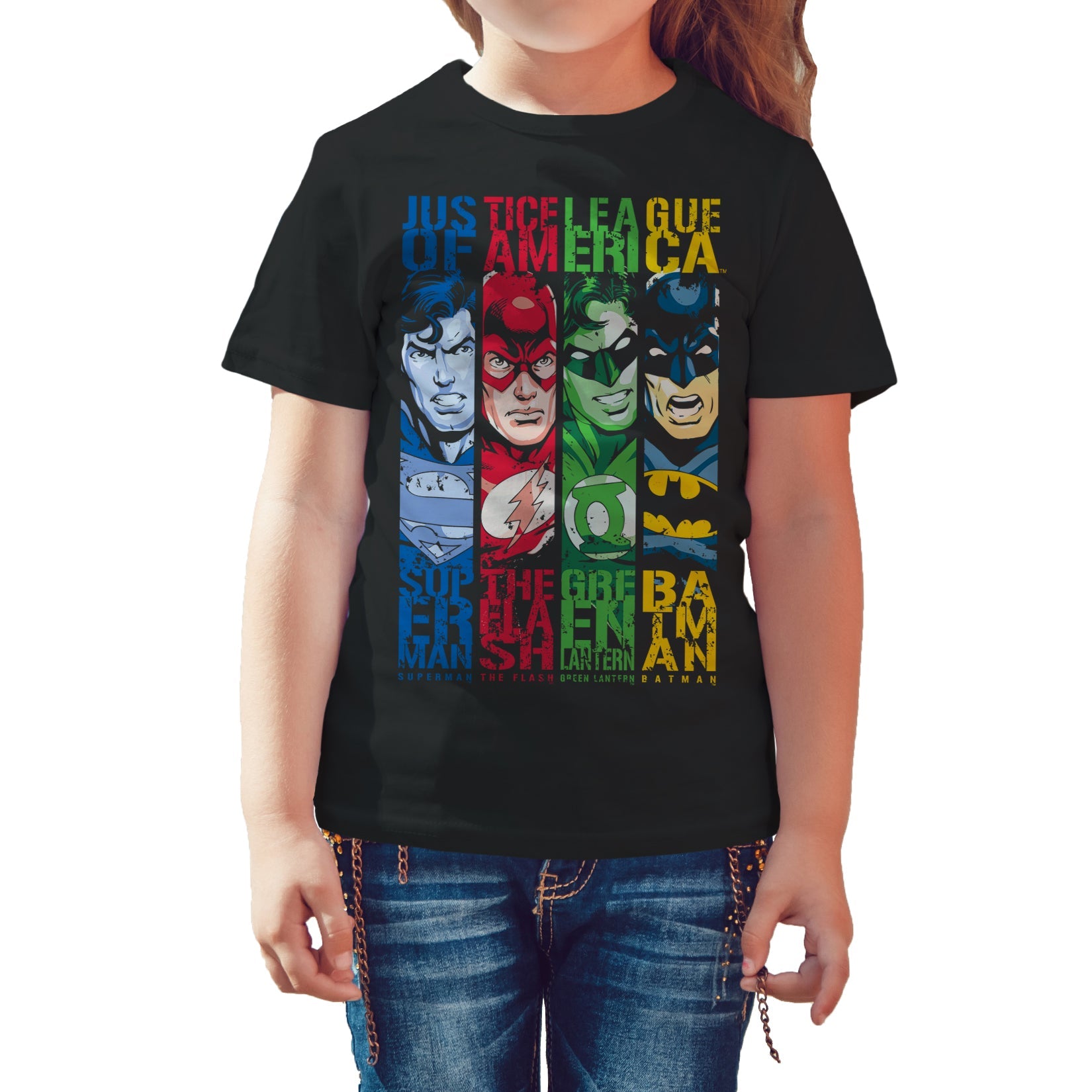 DC Comics Justice League Stripped Official Kid's T-Shirt ()