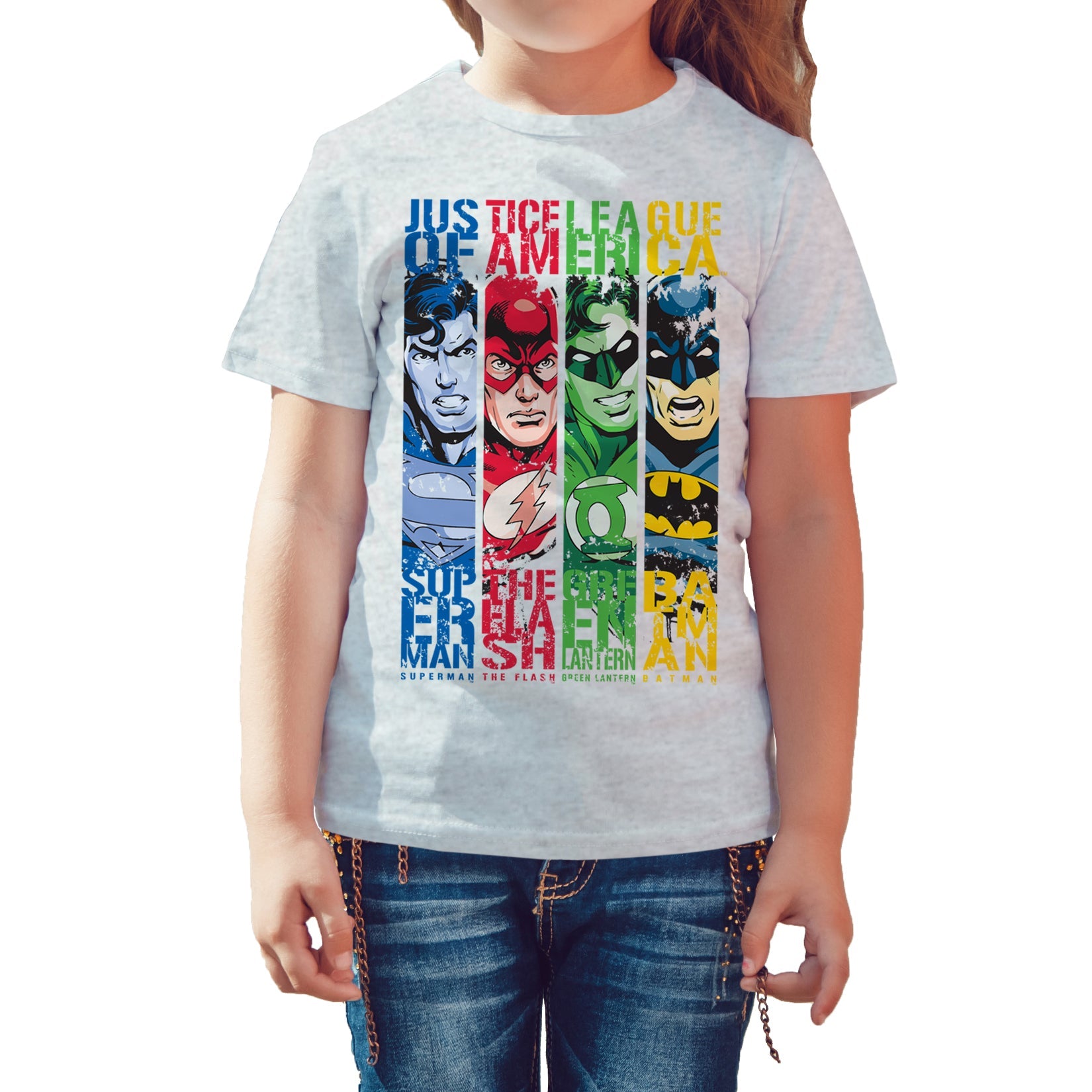 DC Comics Justice League Stripped Official Kid's T-shirt ()