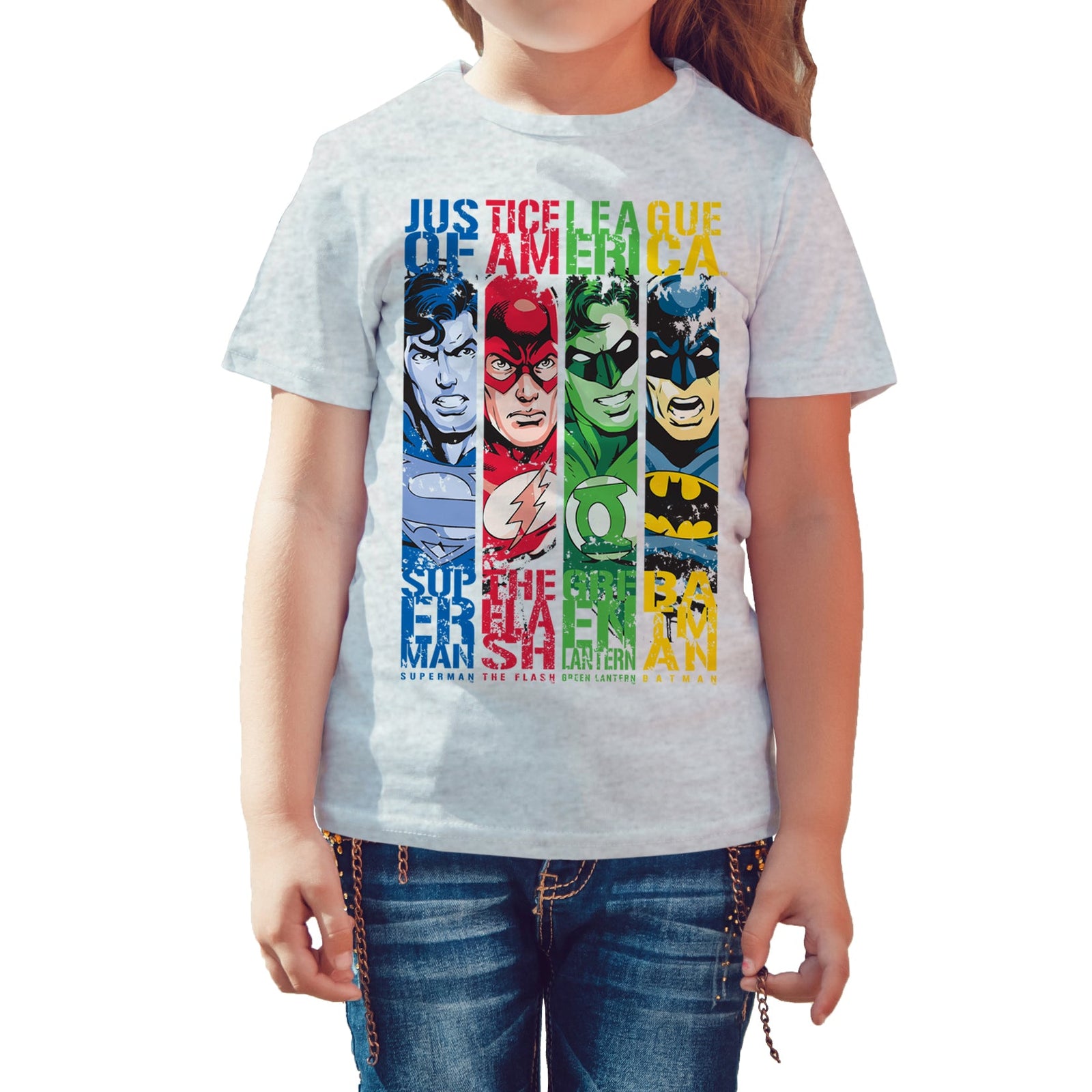 DC Comics Justice League Stripped Official Kid's T-shirt ()