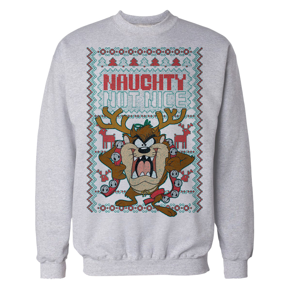 Looney Tunes Tasmanian Devil Xmas Naughty Official Sweatshirt (Heather )