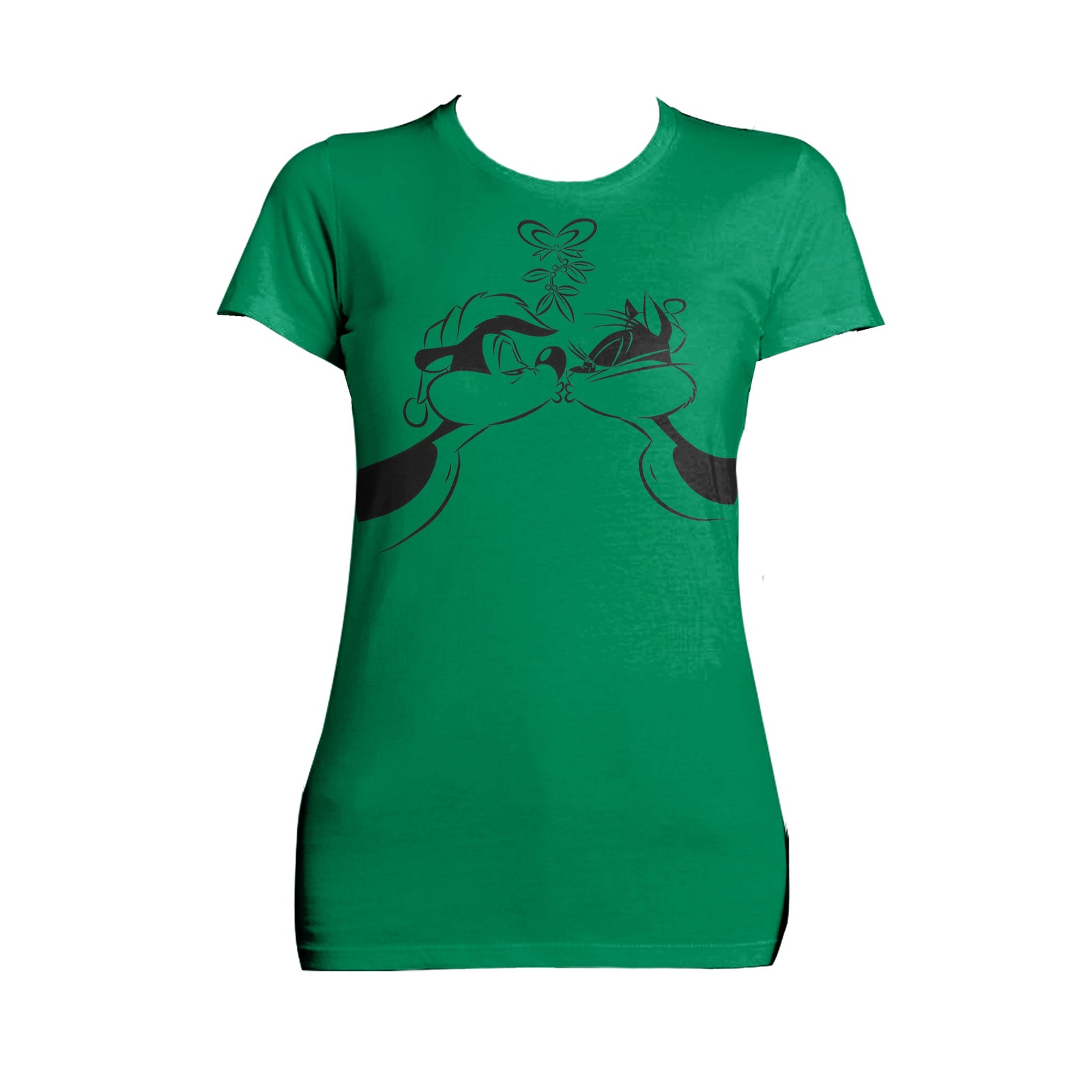 Looney Tunes Pepe Le Pew Xmas Kiss Official Women's T-Shirt ()