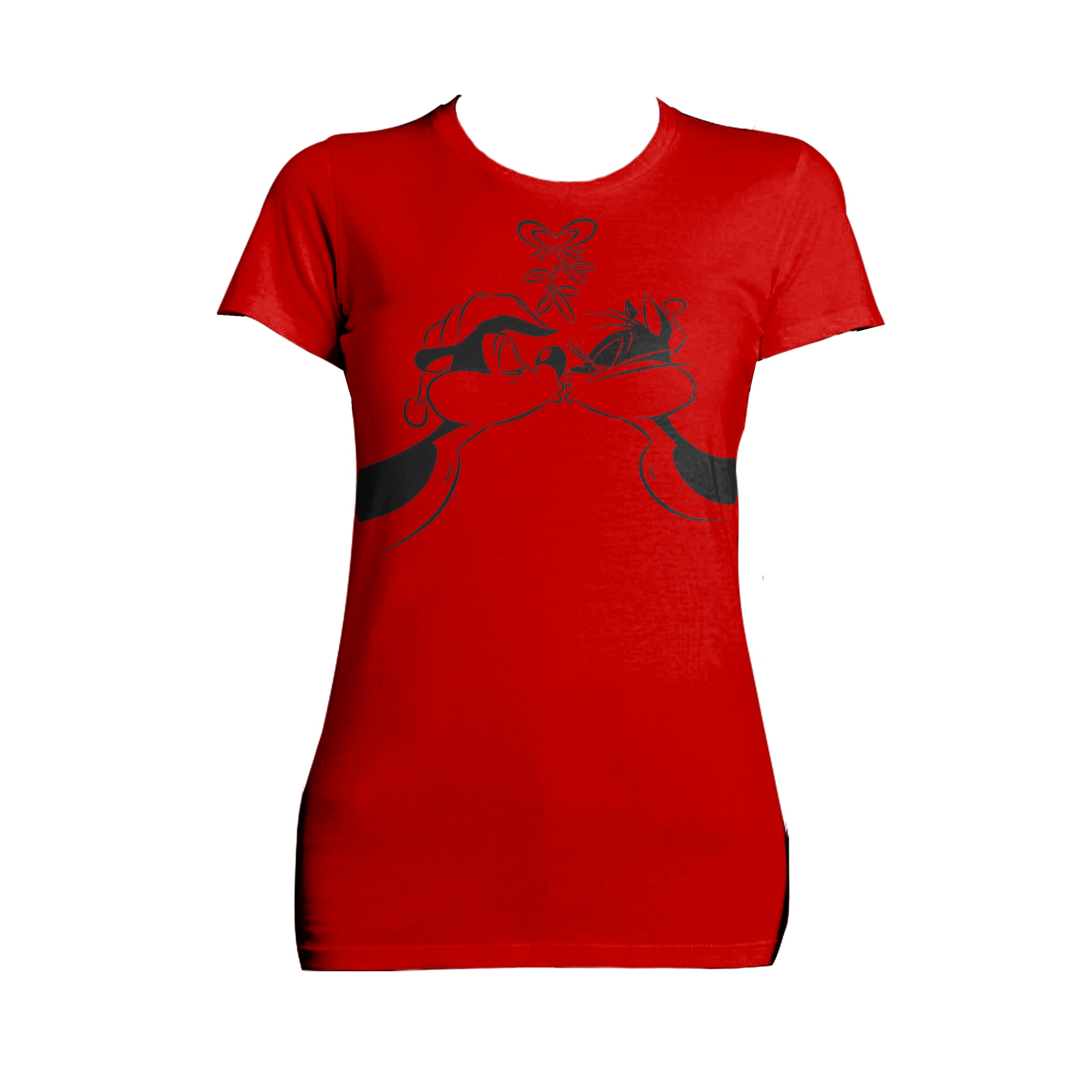 Looney Tunes Pepe Le Pew Xmas Kiss Official Women's T-Shirt ()